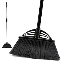 Four-Section Rod Long-Handled Broom,Heavy-Duty Broom, Angle Broom for Outdoor/IndoorBlack