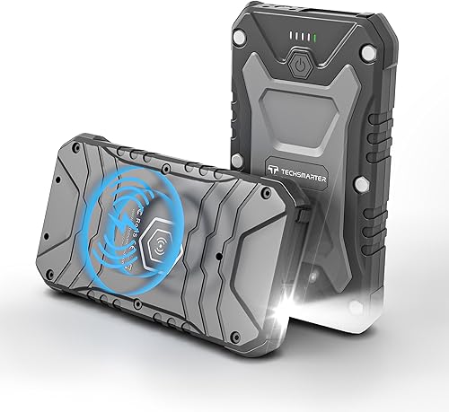 Cargador portátil inalámbrico de 10000 mAh, resistente e impermeable, cargador portátil USB-C de 18 W. Banco de energía resistente para exteriores,