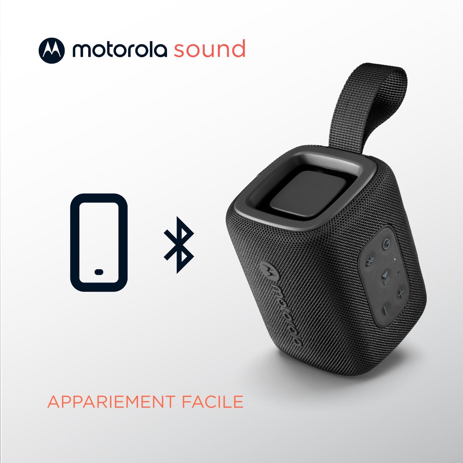 Motorola Sound - Enceinte Bluetooth 5.3 ROKR 300 - Enceinte Portable sans Fil 7W - Enceinte compacte IP67, résistante à l'eau et à la poussière - Durée 12h, Noir