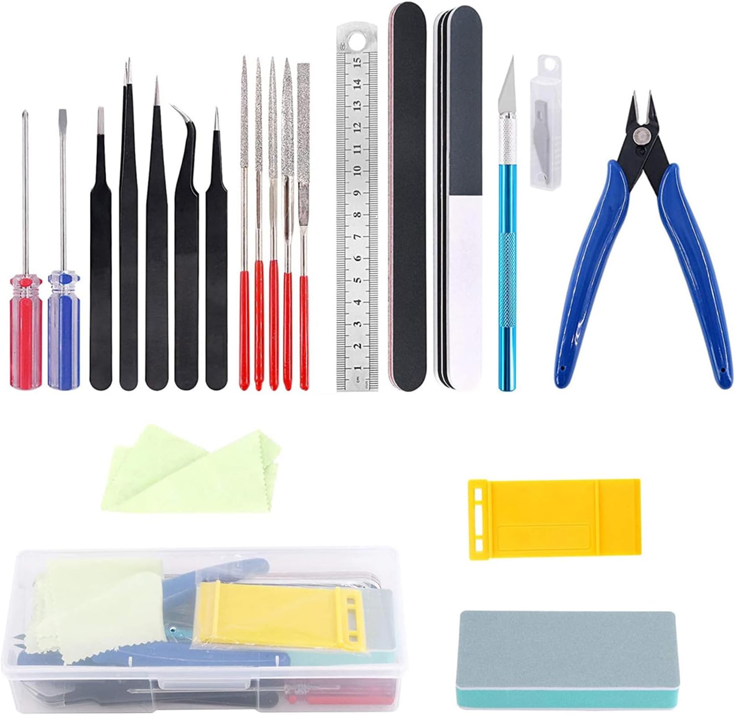 21Pcs Modeler Basic Tools Craft Set Hobby Building Tools Kit for Gundam Basic Model Assembling, Building and Repairing Fixing