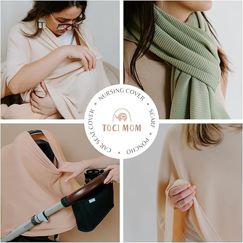 Miniatura 6 de Toci Mom Funda de lactancia para lactancia materna, cobertura completa, lavable a máquina, transpirable y suave, cuello ancho con elástico para una