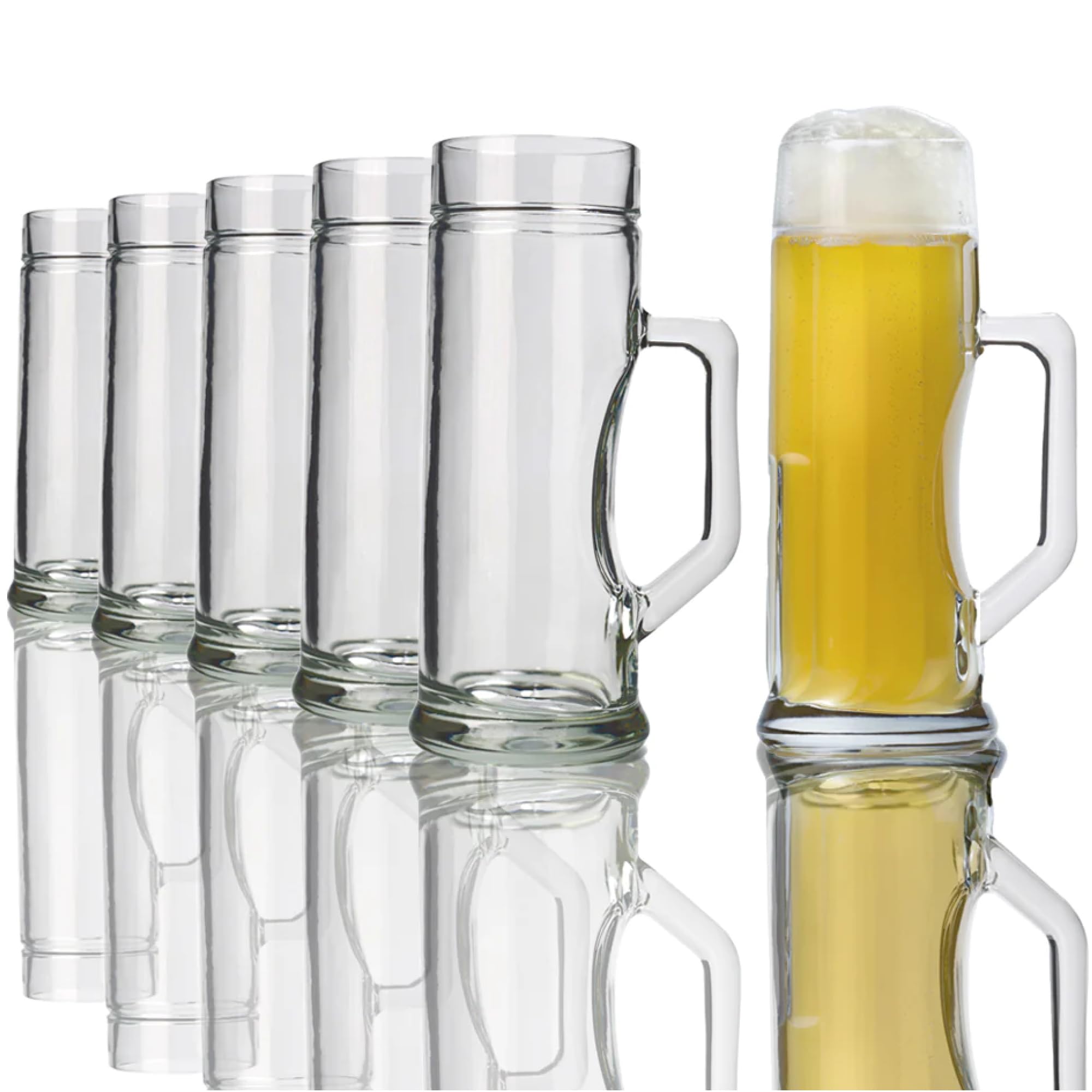 Oberglas Premium Glatt Bierkrug Soda-Lime-Glas 500 ml, 6er-Set | Stabile glatte Bierkrüge und Bierseidel für 0,5 Liter Bier, aus hochwertigem Soda-Lime-Glas, stoßfest & spülmaschinengeeignet