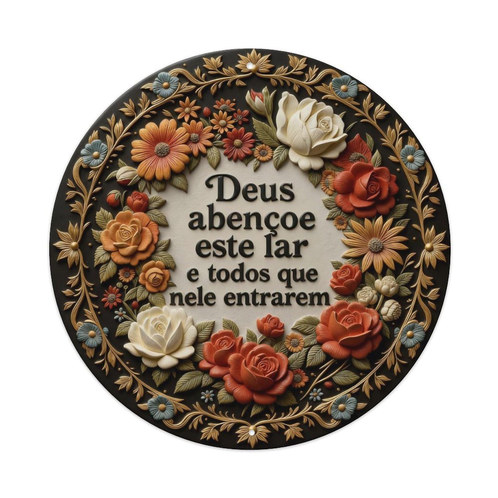 Zlatcbu Vintage Floral Wreath With Religious Text_1 Metal Tin Sign Retro Wall Art Poster, Decor For Home Living Room Bar Cafe Garage, 8X8 Inch