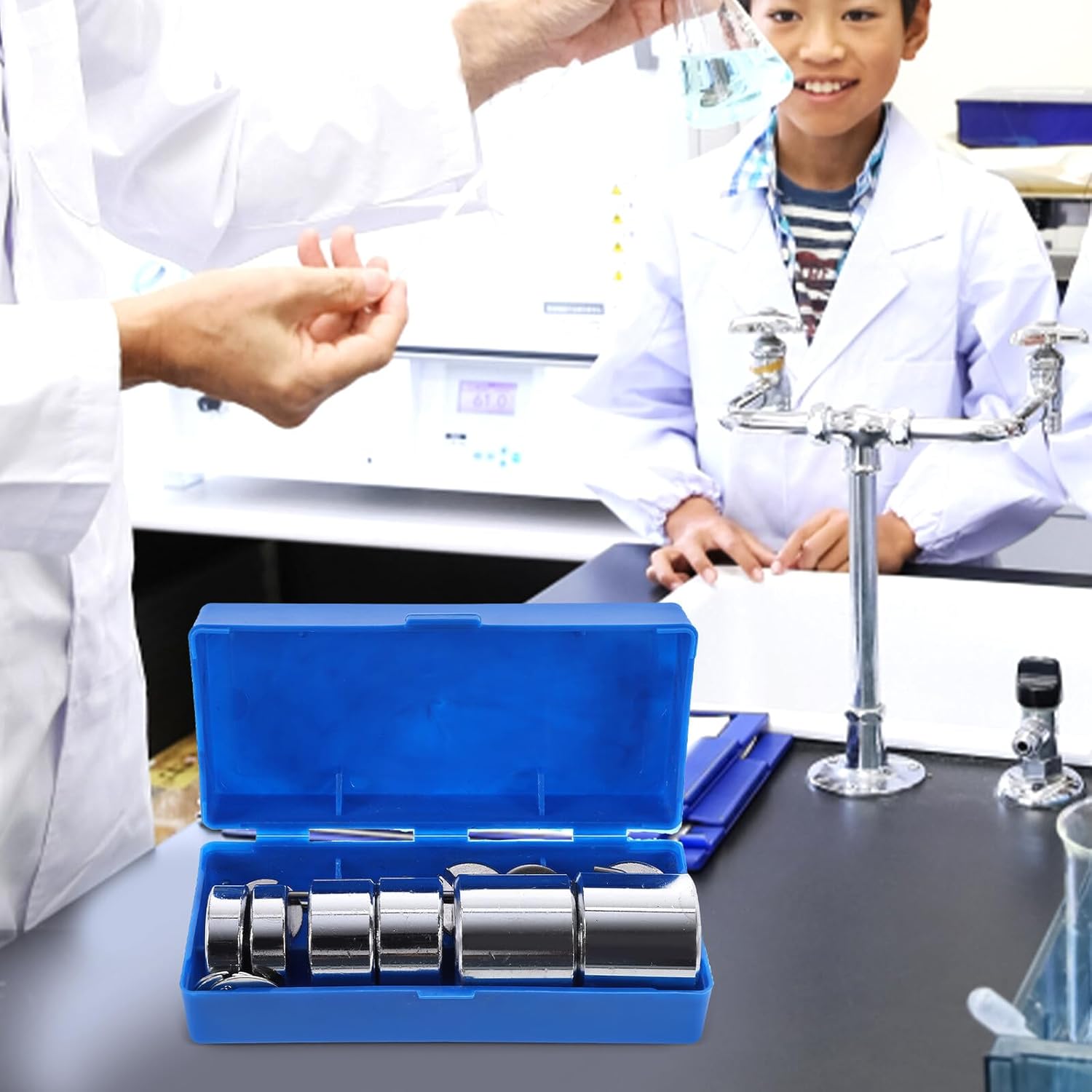 Vaguelly Slotted Metal Weights with Hanger for Physics Experiments Laboratory Slotted Mass Plates for Balance Testing Precise Machined Metal Weights for Middle School and High School