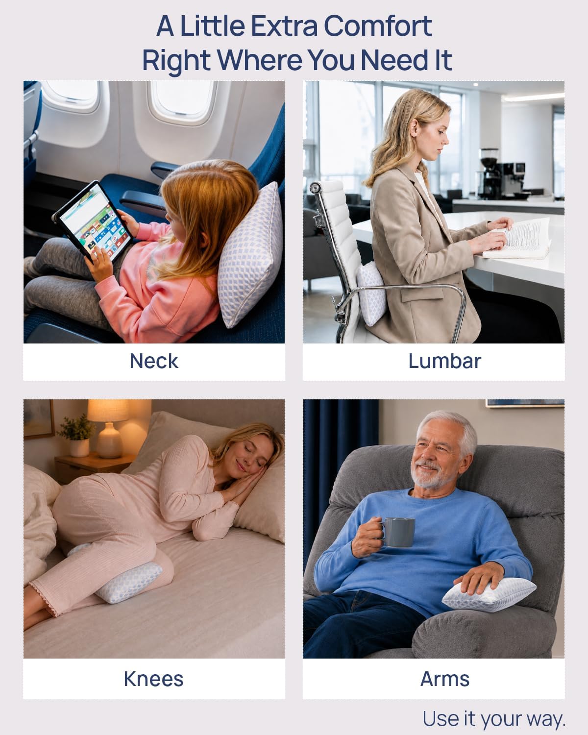Small Cooling Memory Foam Pillows for Travel 2 Pack 11 X 7 Inches, 2-Sided image 5
