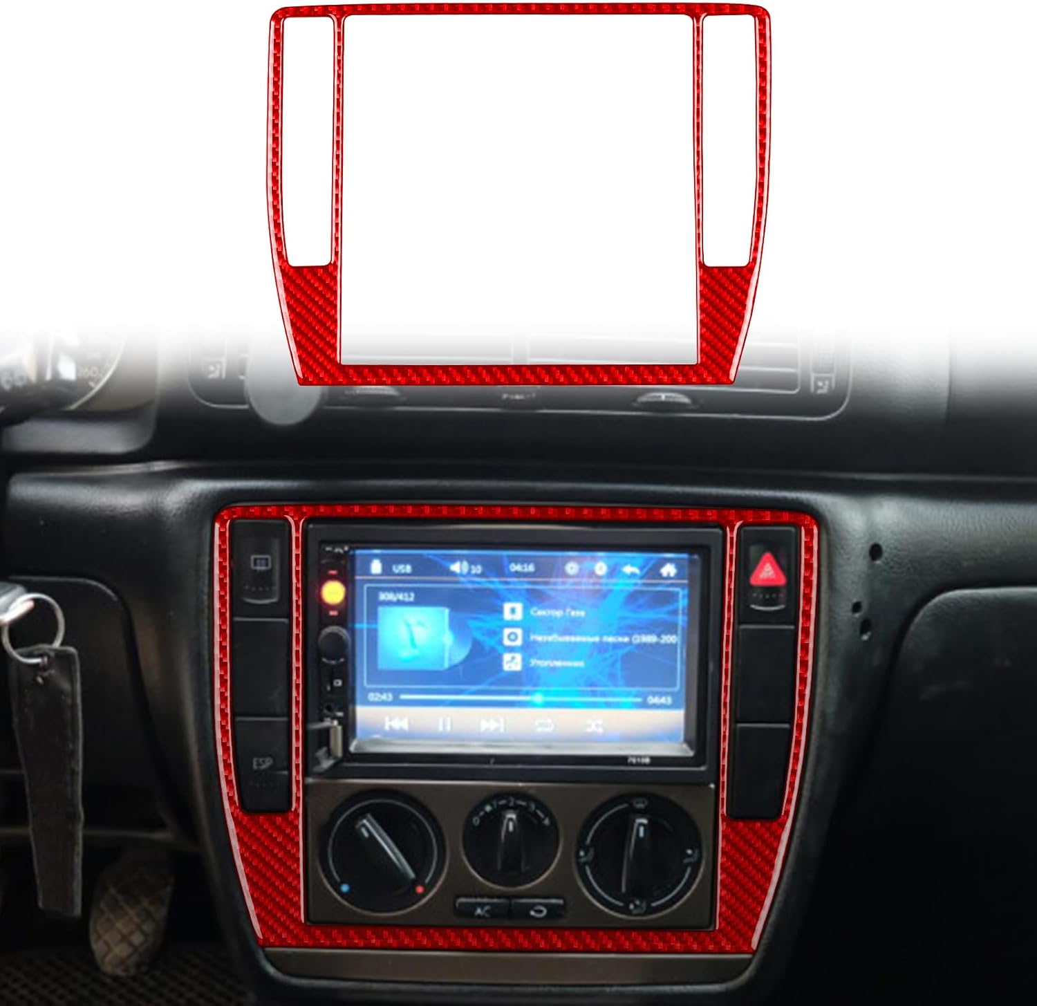 Car Dashboard Side Air Vents 2pcs Decals Red Carbon Fiber Accessories Protections Stickers Compatible with Volkswagen Passat B5 2001 2002 2003 2004 2005