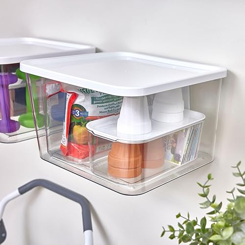 Miniatura 6 de iDesign - Contenedor de almacenamiento con tapa y soporte de pared, colección Wallspace, 12 x 12 x 8 pulgadas, contenedor transparente