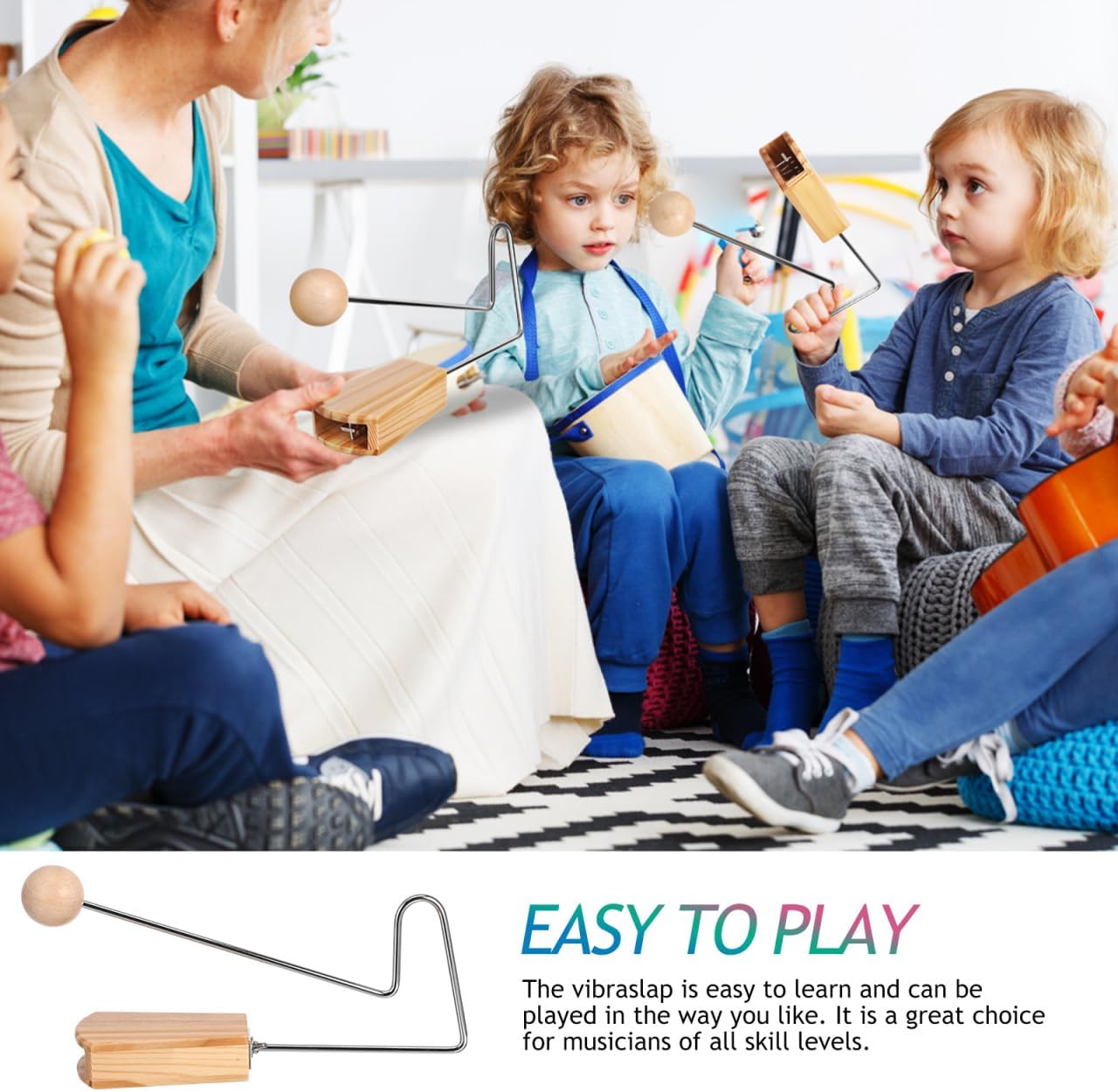 Milisten Vibraslap Percussion Instrument Handheld Wooden Sound Plaything for Music Education and Party Fun Portable Latin Musical Instrument 12.99X6.29X1.18In