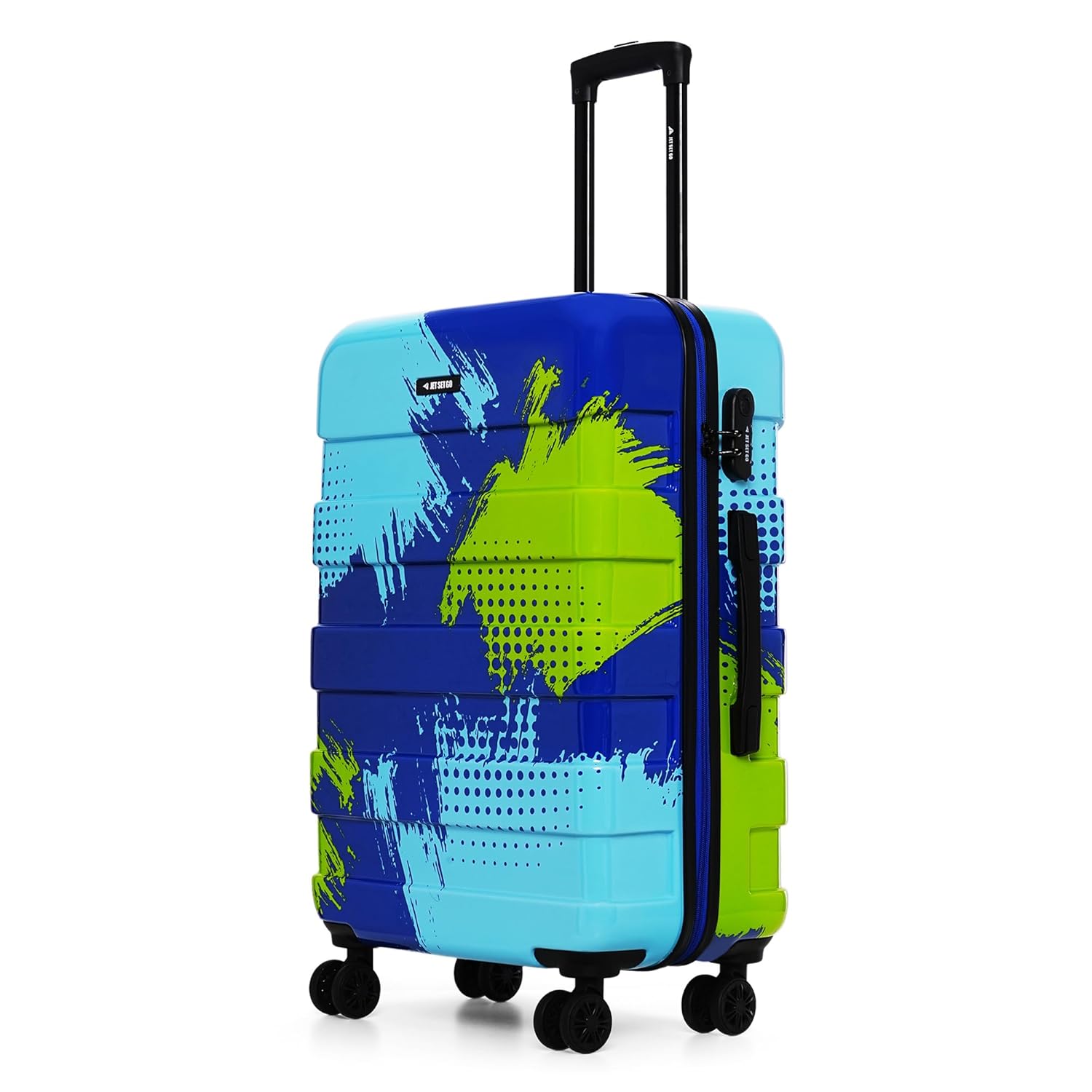 Nasher Miles Limited Edition Jet Set Go Real Hard-Sided Polycarbonate Printed Check-in Luggage Blue Green 24 inch |65cm Trolley Bag Suitcase