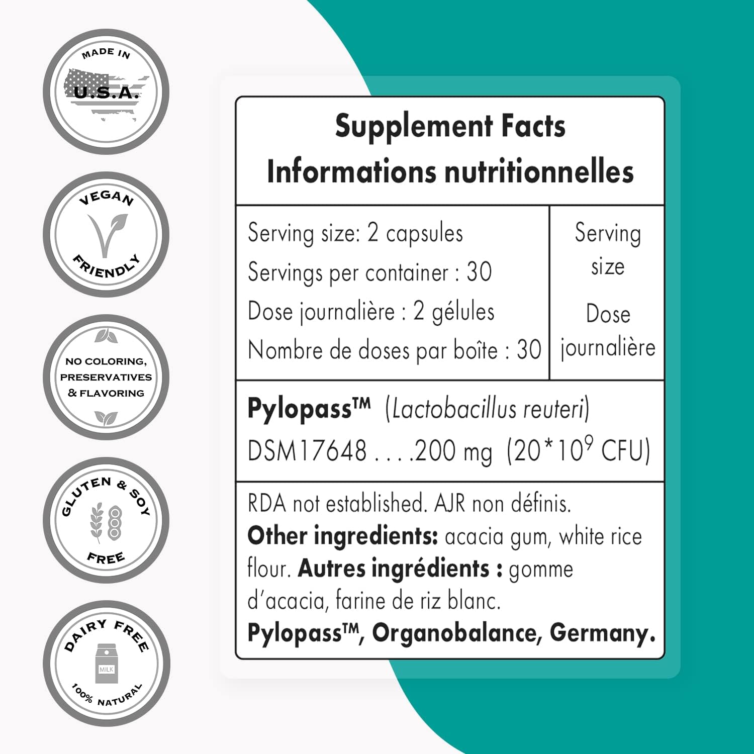 SuperSmart - H. Pylori Formula Bundle (Complete Action) - Probiotic L. Reuteri w/ Mastic Gum | Non-GMO & Gluten Free - 2x60 Vegetarian Capsules image 4