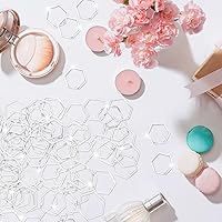 Vista 7 de Inbagi 80 piezas hexagonales con marco hueco hexagonal de bisel abierto, dijes hexagonales, conector de anillo de enlace hexagonal, manualidades