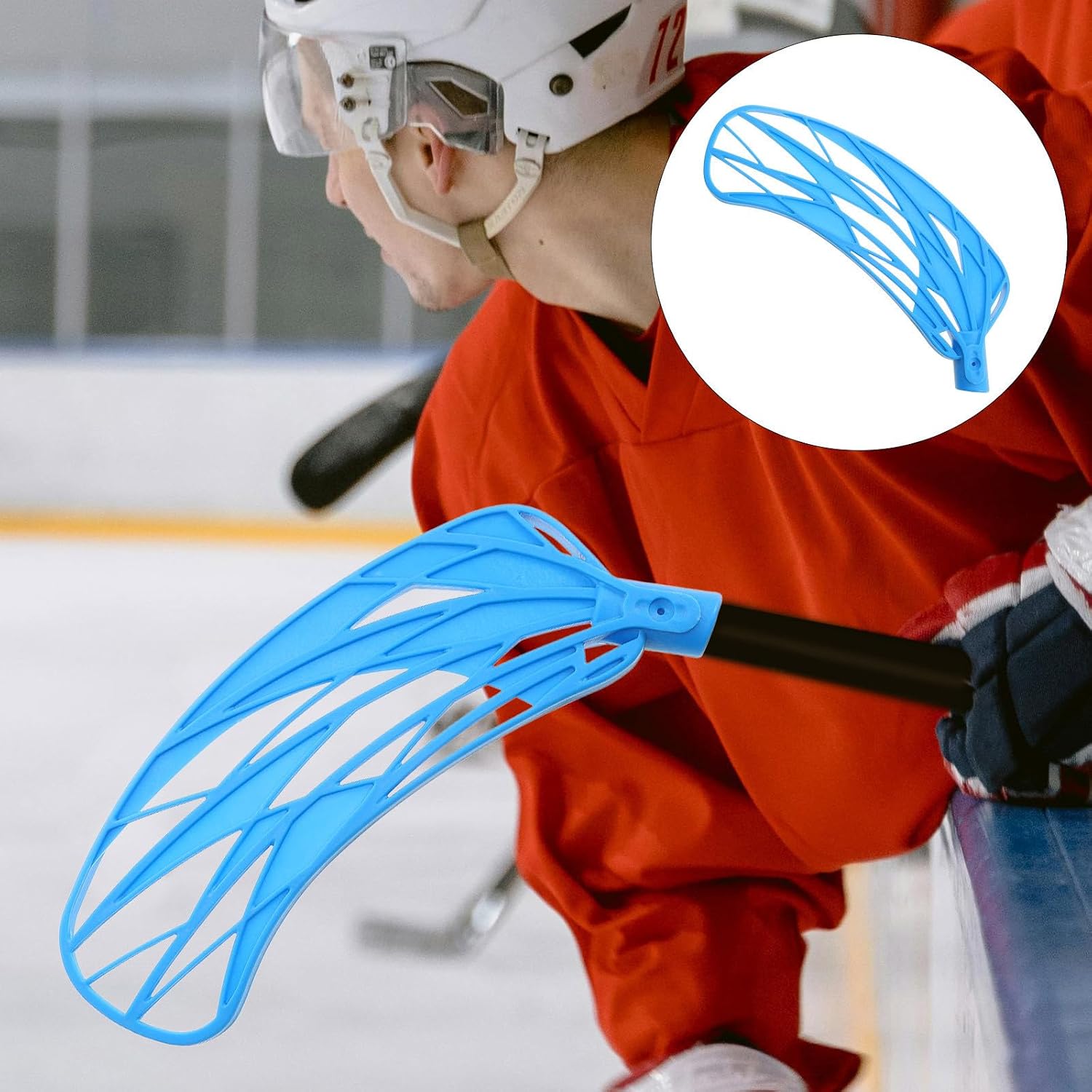 Blue Inline Hockey Stick Tip Made of Sturdy Pp Fiberglass, Versatile Replacement Blade for Ball Sports, Suitable for Athletes and Beginners on Surfaces, Reduces Risk of Injury