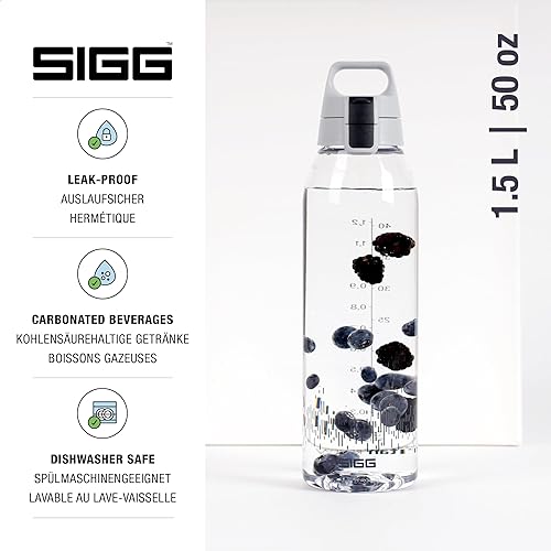 Miniatura 8 de SIGG - Botella de agua transparente total verde - Tapa de un solo toque con fugas - Ligera - Botella de agua Tritan - Seguro para agua carbonatada y