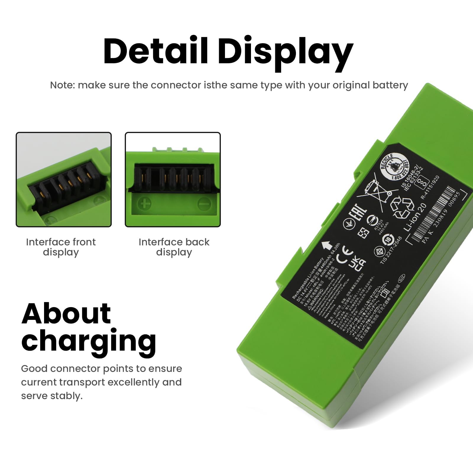 ABL-F Batterie Compatible with iRobot Roomba i6 i4 Plus i4+ i3 i3+ 3150 i3152 e5 e6 J9+ i8 i8+ i8550 J7 J7+ J7 Plus J7550 J7150 i7 i7+ i7158 i7550 i755020 i7156 i7556 i7558 Series Vacuum Cleaner