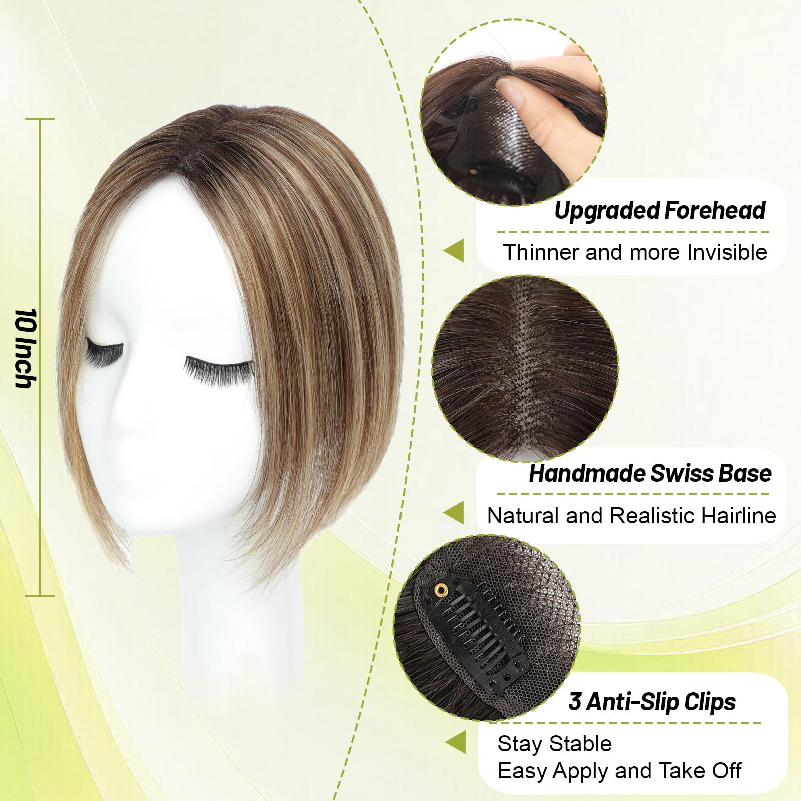 Real Human Hair Toppers for Women with Thinning Hair 3 * 4.5 Inch Upgrade Swiss Lace Base Toppers No Bangs for Cover Gray Hair Roots (4T427#) - Image 4