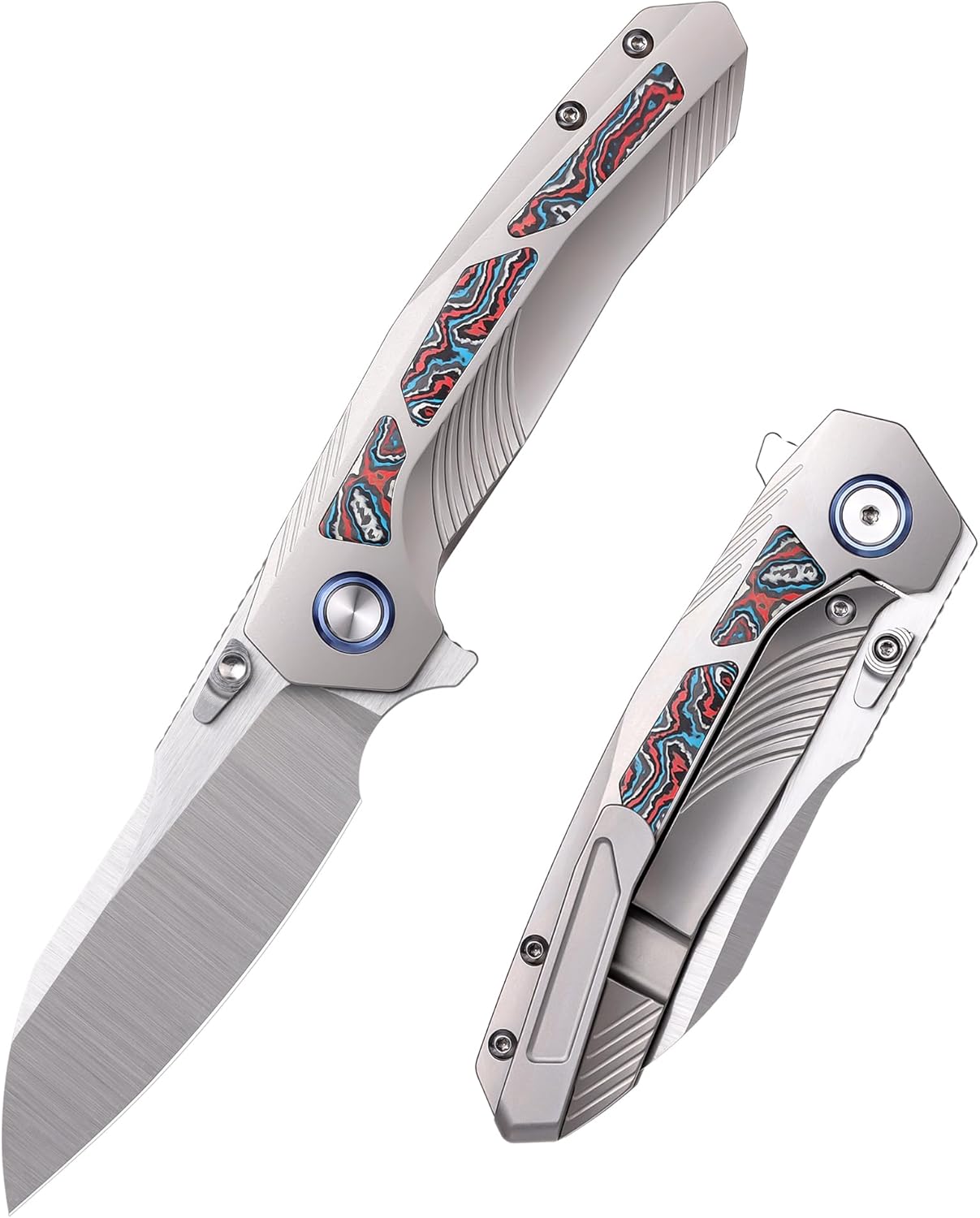 REMETTE RT-Kestrel Knife Titanium Handle S35VN Blade RTPO (Red/Blue)