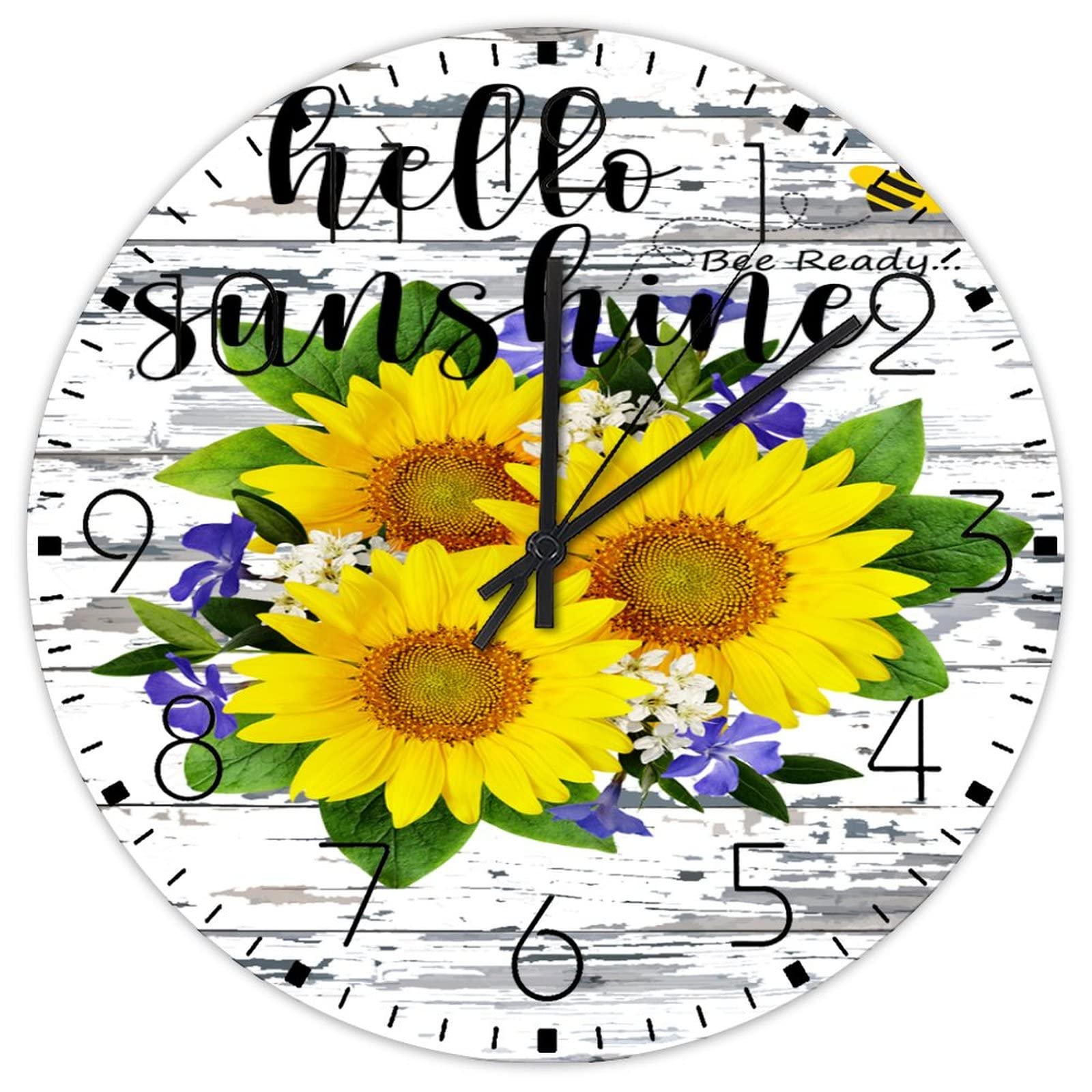 Horloge murale en bois tournesol pour une décoration de café ou cuisine rustique