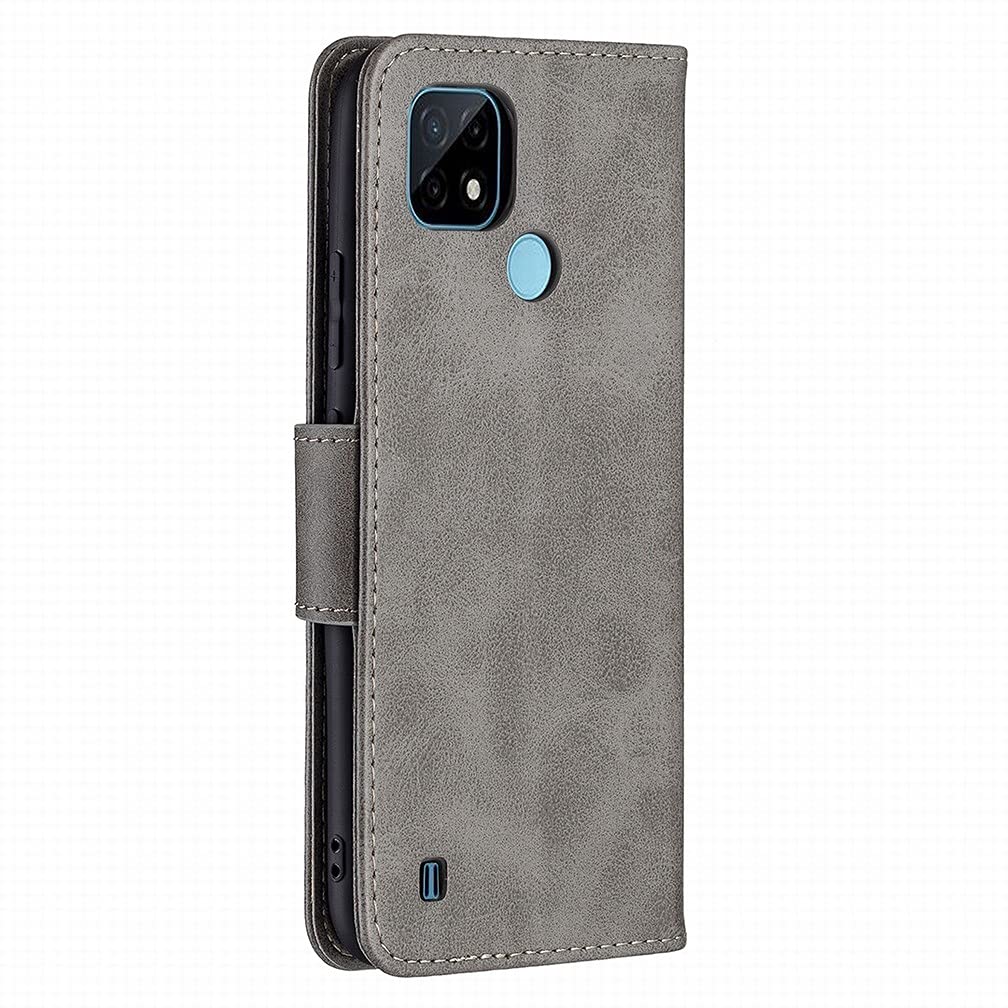 LEMORRY Cover Con Cerniera Per Realme C20 E C21 - Custodia In Pelle Con 9 Slot Per Schede, Tasca Porta Banconote, Supporto E Cinturino Da Polso - Nero