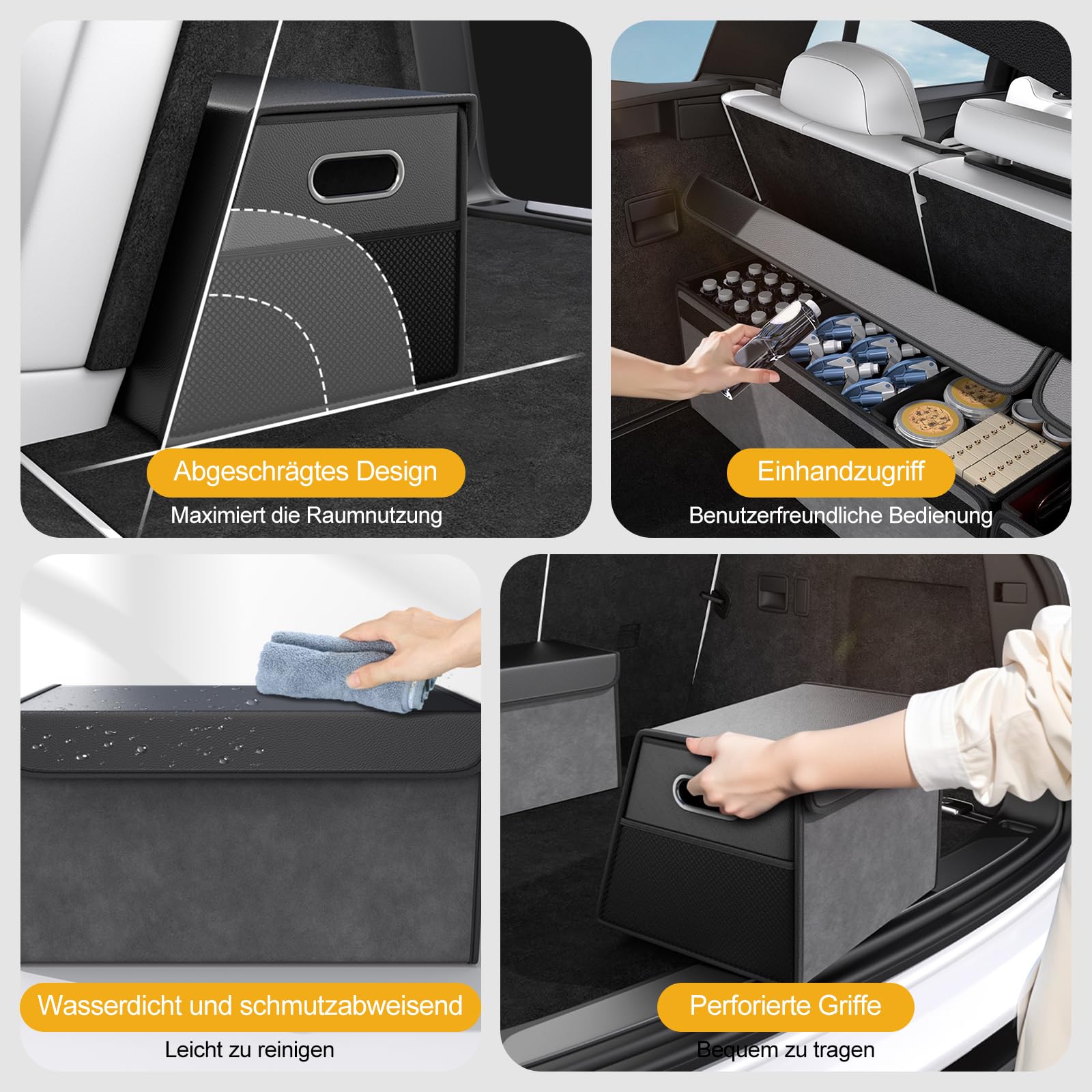 Ergocar Kofferraum-Aufbewahrungsbox Aus Wasserdichtem Leder Faltbar Geruchsneutralorganizer Für Werkzeuge Und Zubehör Geeignet Für Pkws/Suvs/Lkws