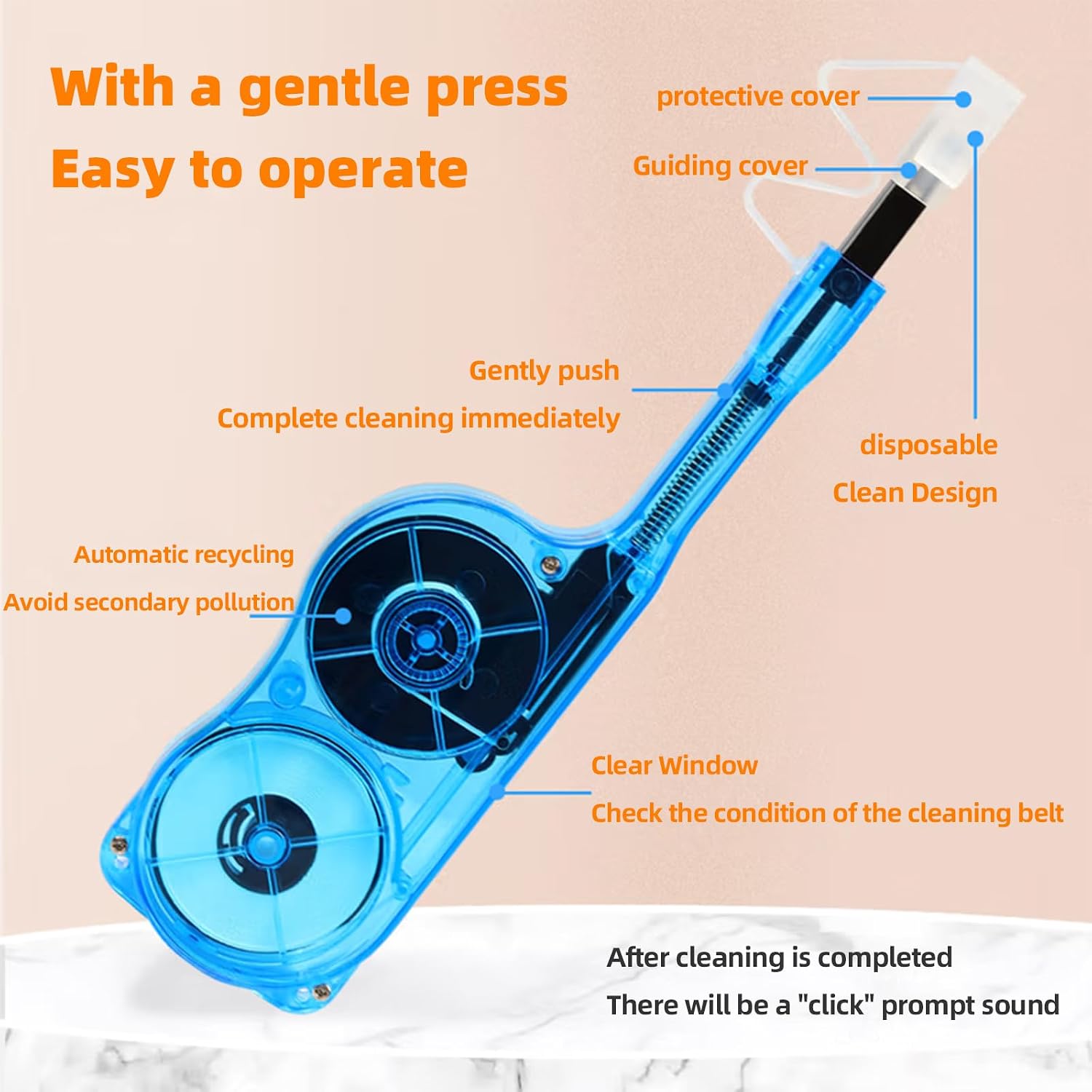 MPO Fiber Cleaner，Optical Fiber Cleaning Pen for MPO/MTP Connector/Ferrule,Fiber Endface Cleans & Optical Connector Cleans,Over 600 Times（Blue）