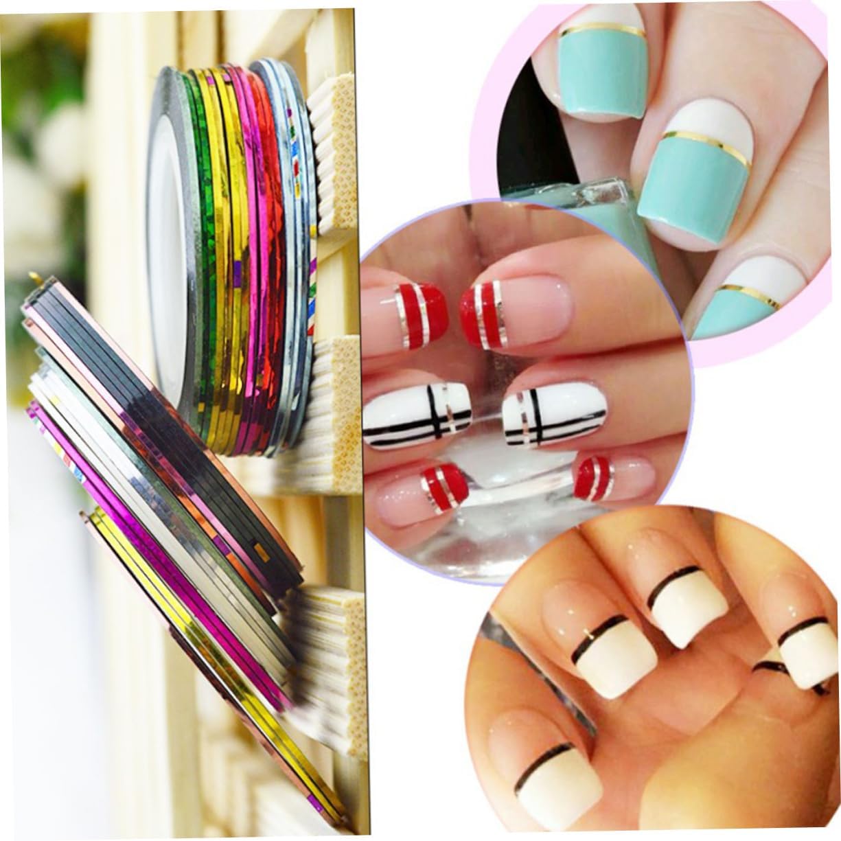 MERRYHAPY 156rolls Mixed Nail Art Tape for DIY Manicure Decoration Self-Adhesive Sparkle Nail Lines for Creative Designs and Pedicures
