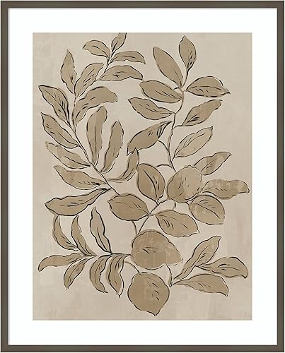 Amanti Art Framed Wall Art Print 41x33 Leaves Sketches I by Asia Jensen, Flowers Wall Art, Vintage Decor, X-Large Poster Painting Artwork for Living