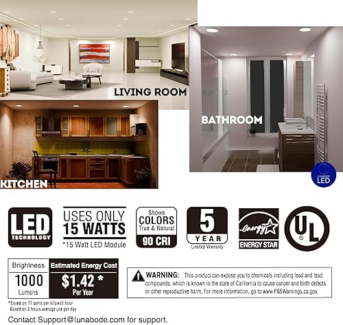 Miniatura 7 de Luz empotrable de 4 pulgadas, 1 paquete de lámparas de techo delgadas y regulables  5 unidades de luces LED de 2700 K3000 K3500 K4000 K5000 K