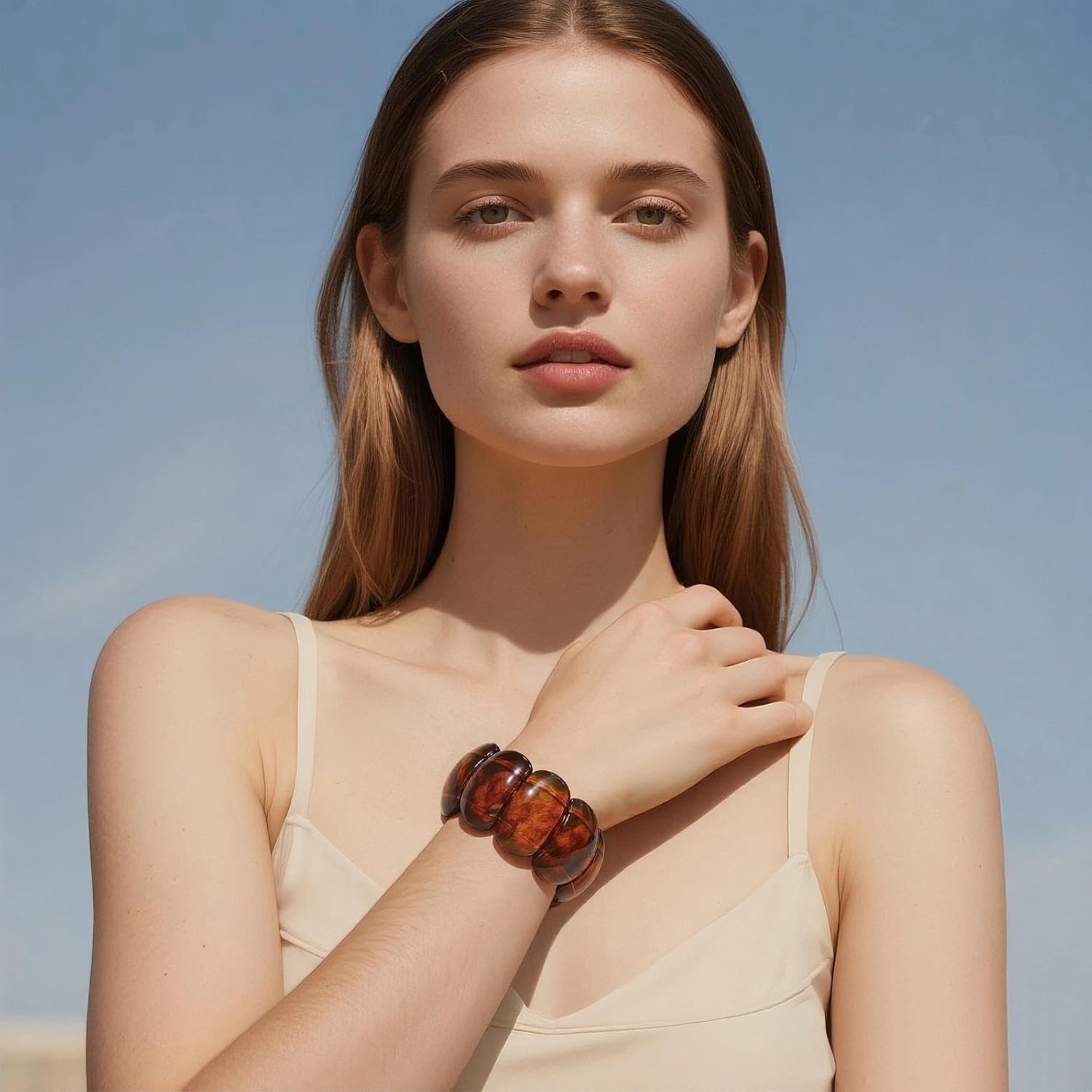 Coiris Chunky Bracelets for Women Acrylic Stretchable Cuff Vintage Bangle Resin Stretch Bracelets Colorful Thick Jewelry - Image 2