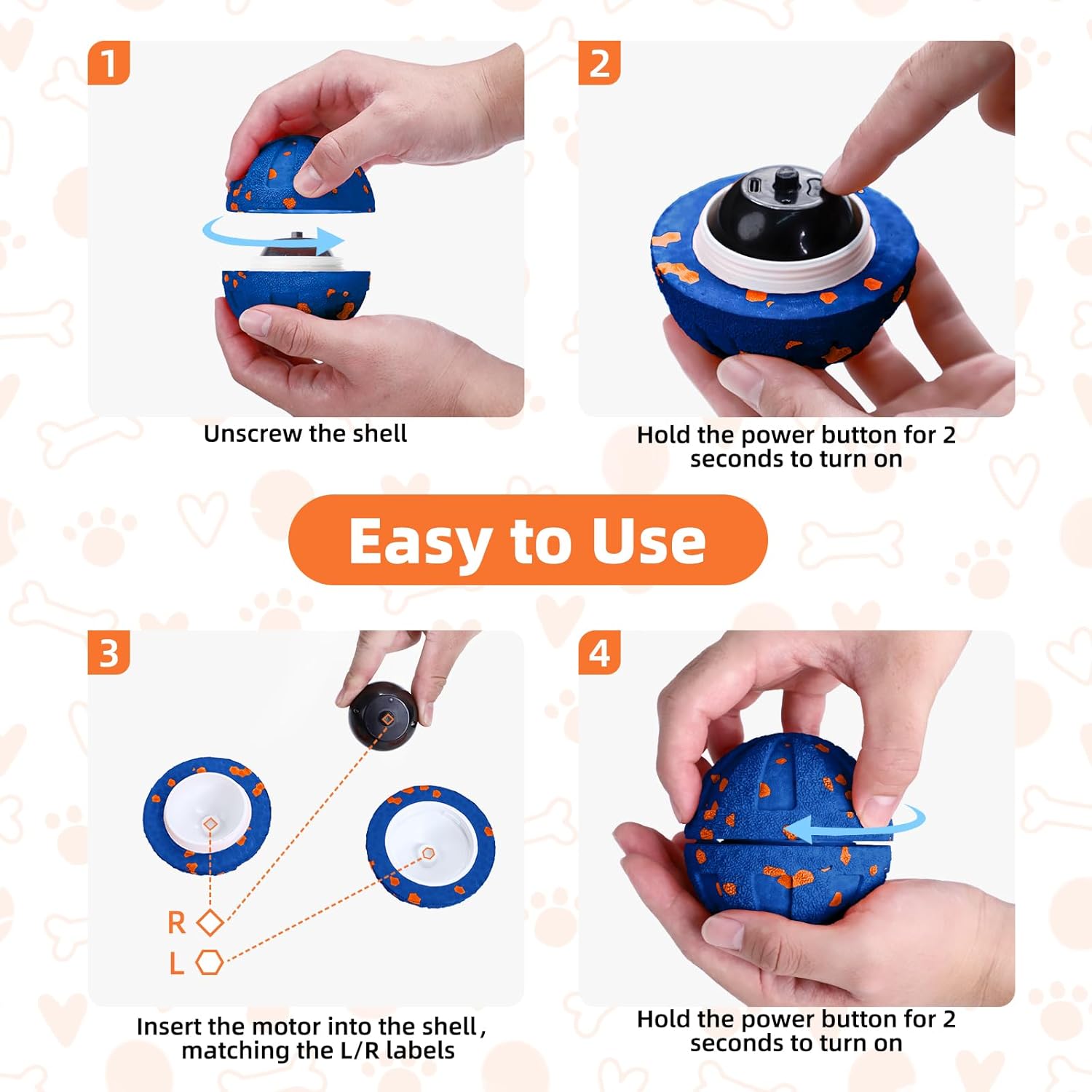 Interactive Dog Ball - Smart Dog Toy for Small & Medium & Large Dogs, Automatic Moving, Rotating & Bouncing, E-TPU Material, Interactive Dog Toys for Aggressive Chewers (Blue) - Image 7