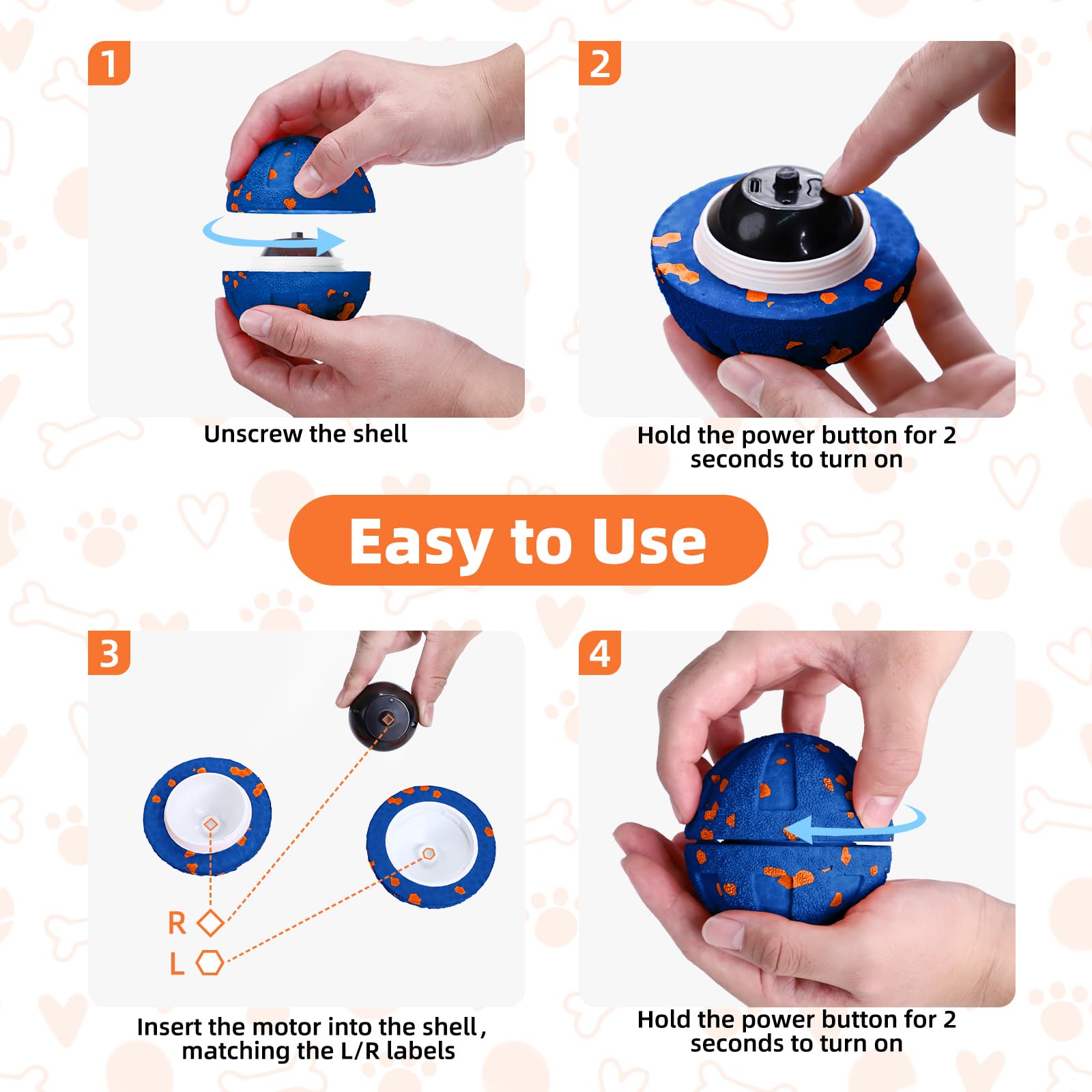 Balles interactives pour chien, jouets à mâcher agressifs, jouets à mâcher pour chien, jouets d'enrichissement pour chien, mouvement automatique, rebondissant, rotatif, rechargeable, jouets pour