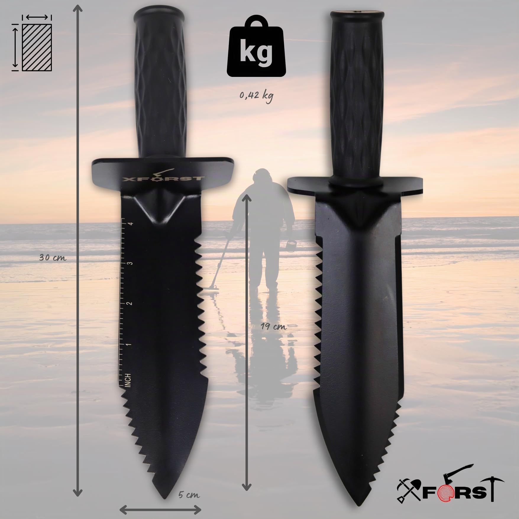 Xforst X-GM300 Metal Detector Accessori, Strumento Di Scavo, dge Digger mini pala paletta multifunzione per piantare, spiaggia, escursionismo, Campeggio Giardinaggio