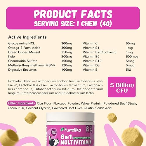 Miniatura 7 de Furrolika Masticables multivitamínicos para perros, vitaminas y suplementos para perros con glucosamina, condroitina, enzimas digestivas,