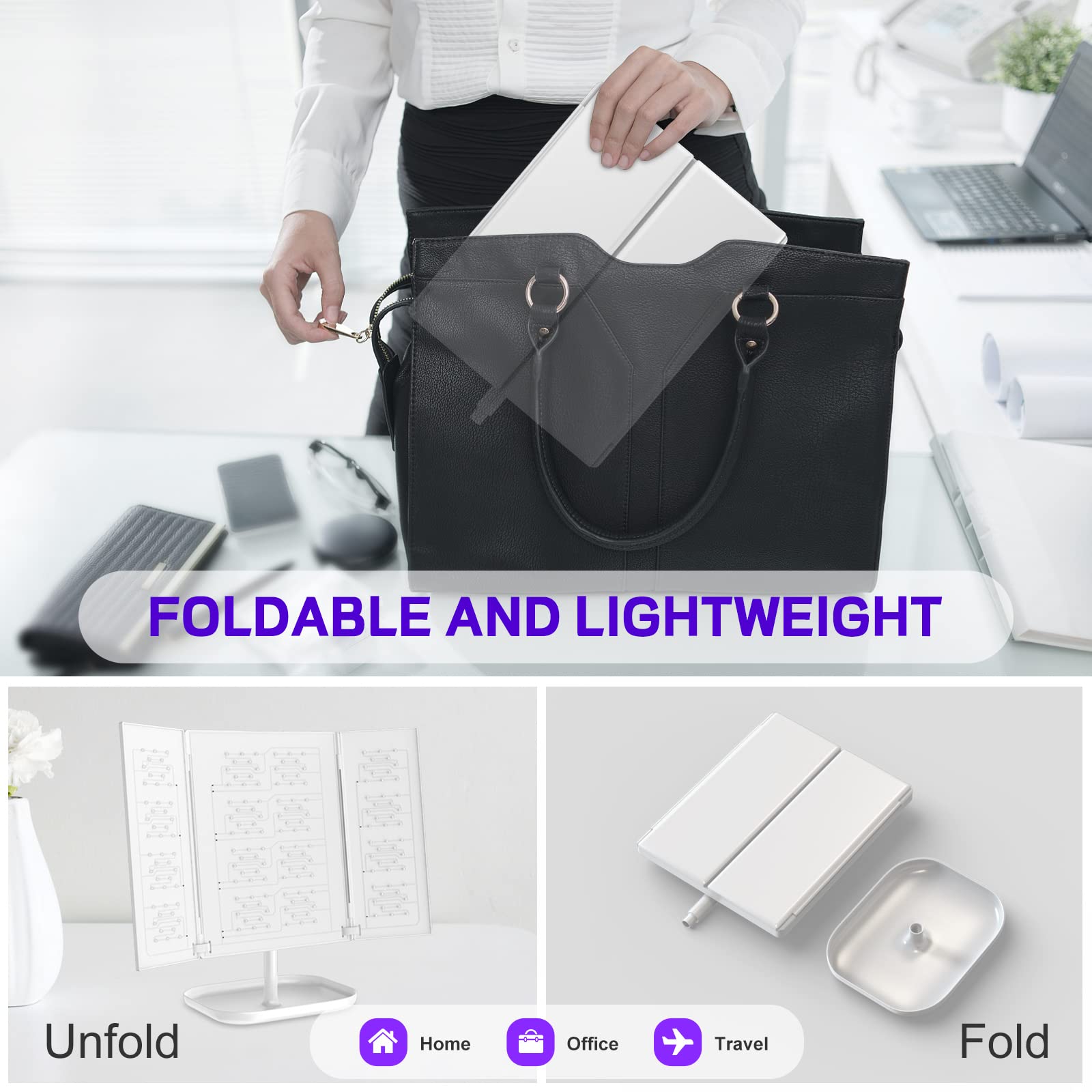 Cozion Lámpara de bronceado para el hogar, 24 W, lámpara de bronceado portátil con 192 LED, soporte ajustable, dispositivo plegable para cuerpo y cara