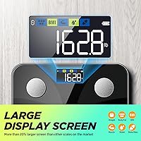 Vista 2 de Báscula para peso corporal y porcentaje de grasa, RunSTAR digital precisa para baño, báscula inteligente con pantalla grande, apta para FSA y HSA