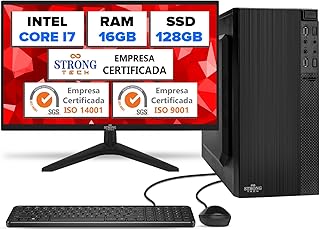 Computador Completo Intel Core i7 16GB SSD 128GB Monitor 17" 4 Núcleos Super Turbo Pc Hdmi Teclado e Mouse Strong Tech