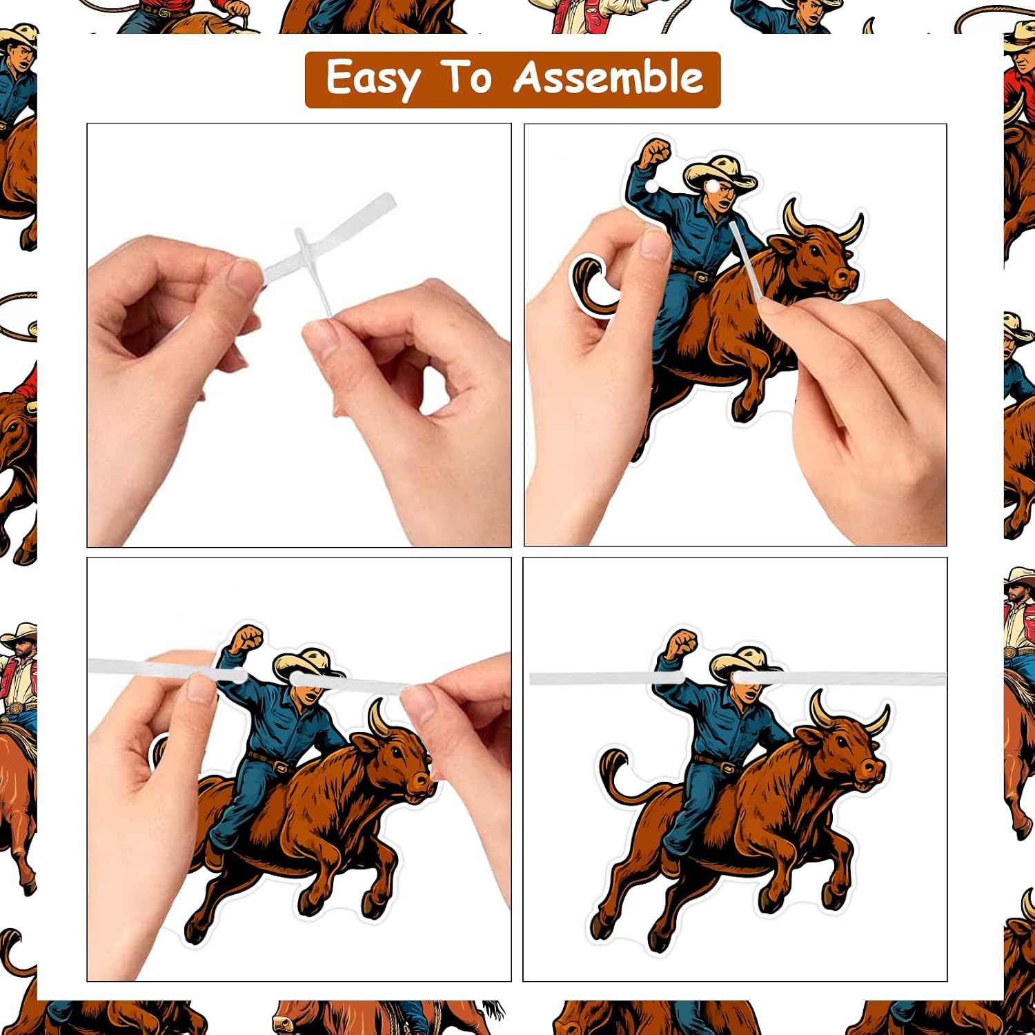 Bull Riding Birthday Decorations for Boys Man Male, Happy Birthday Banner, Bull Riders Garland, Cake Topper, Cupcake Toppers, Country Western Cowboy Theme Party Supplies