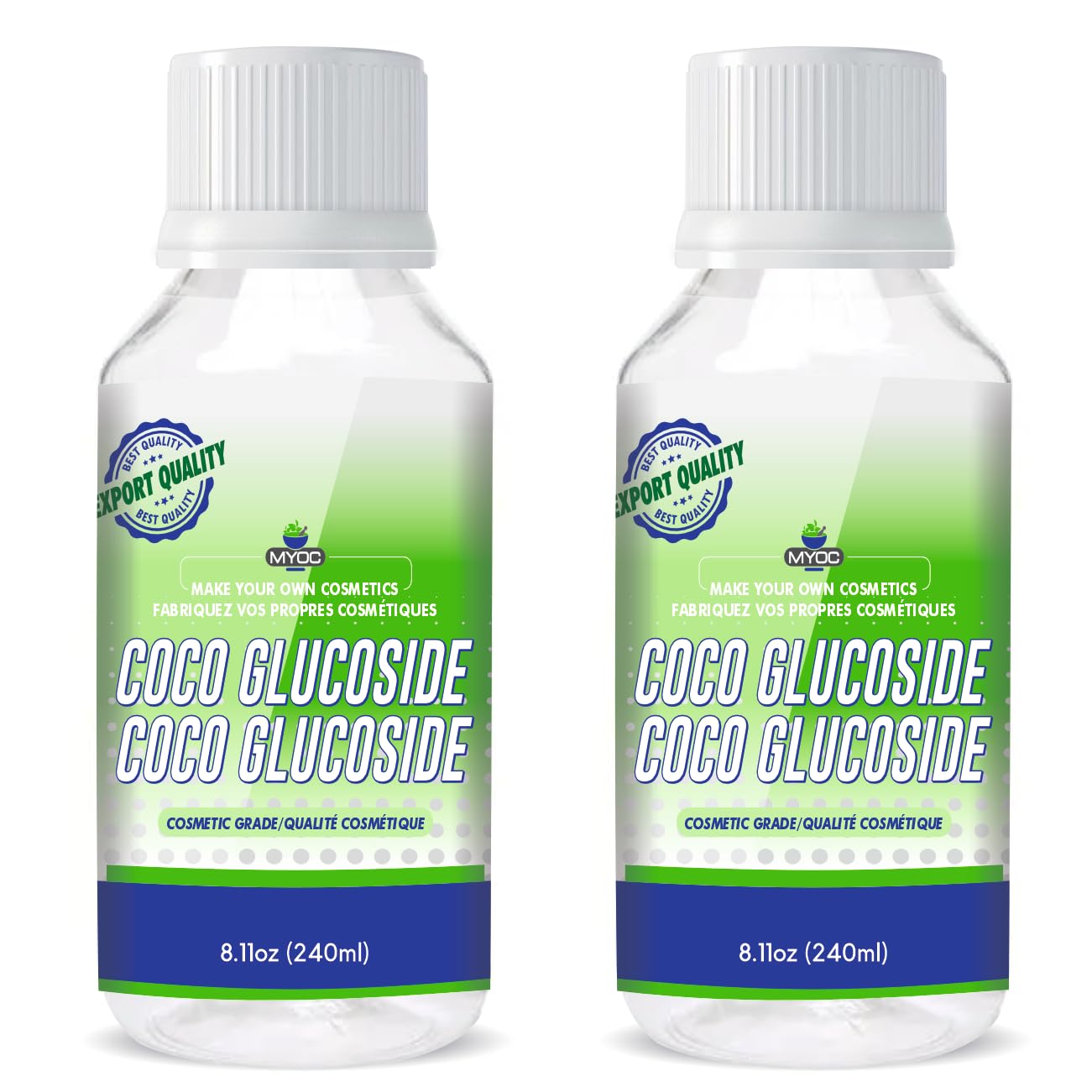 MYOC Coco-Glucoside, Natural Surfactant for Skin, Shampoo, Body Wash, Shower Gel, Coco Glucoside Bulk /8.11 FL Oz (240 ml)/ Pack of -2