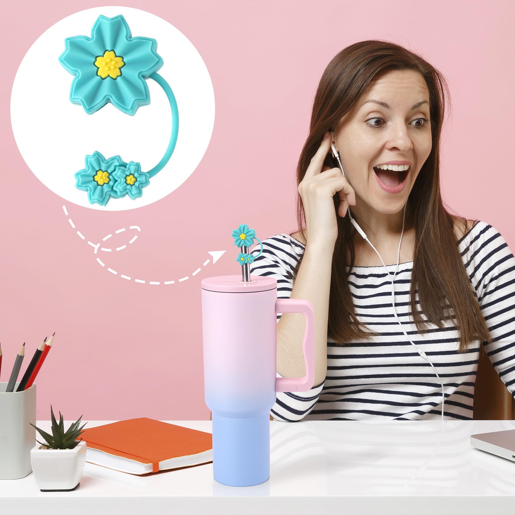 Teal Straw Toppers - Stylish Drinkware Accessories -6 Teal Straw Toppers - Stylish Drinkware Accessories -6