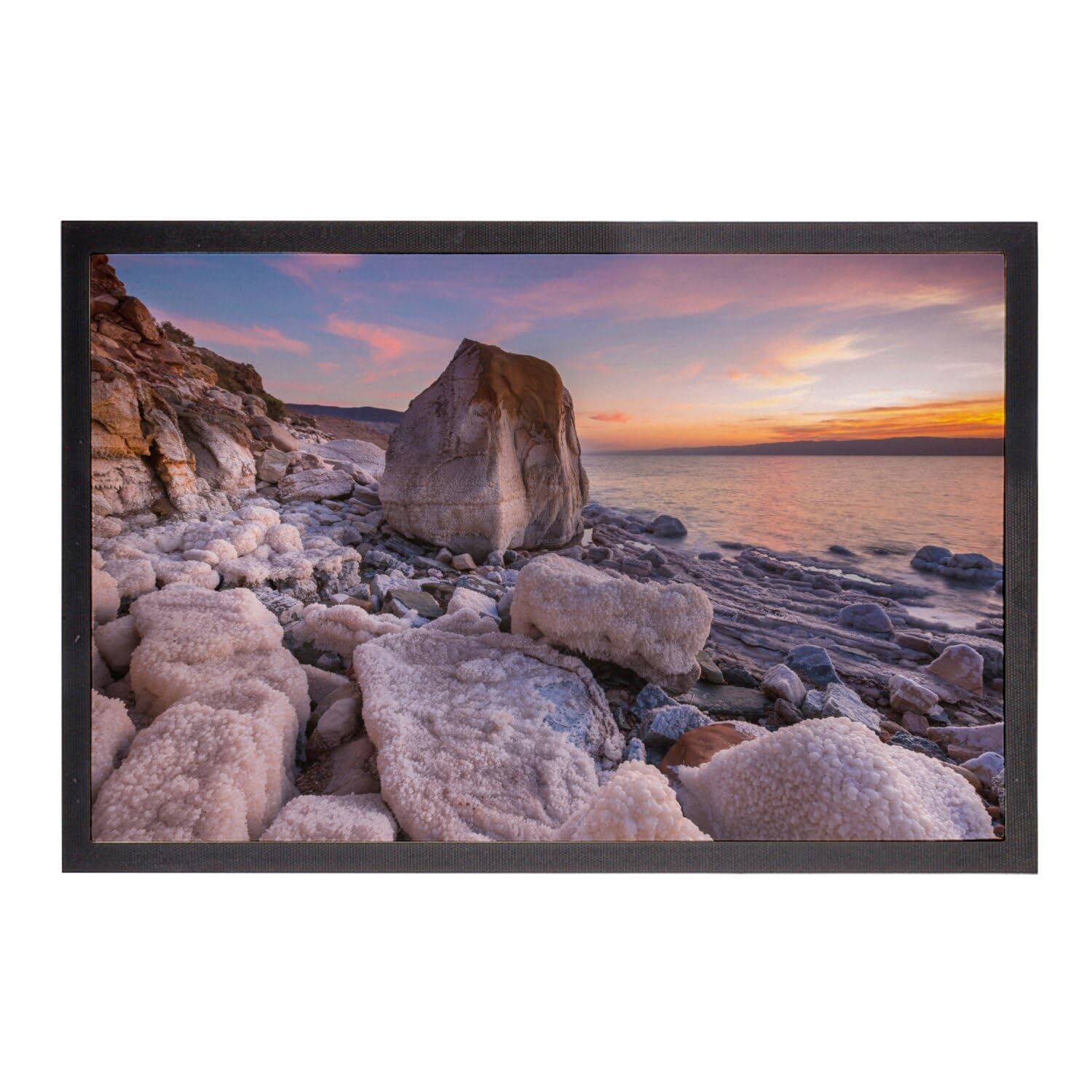Paillasson plage de rochers paysage sauvage grand tapis entrée maison 75x50