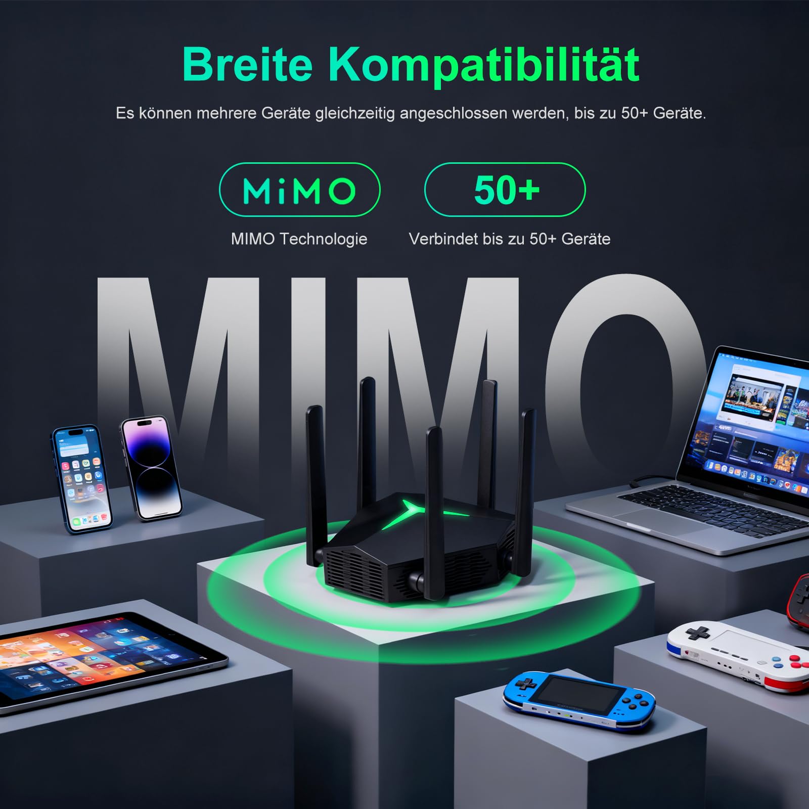 Répéteur WiFi, AC1200 Amplificateur de Signal WiFi Double Bande 2.4GHz et 5GHz, WiFi Extender Signal Booster avec 2 Port Ethernet, Jusqu'à 12000 Sq.ft (Noir)