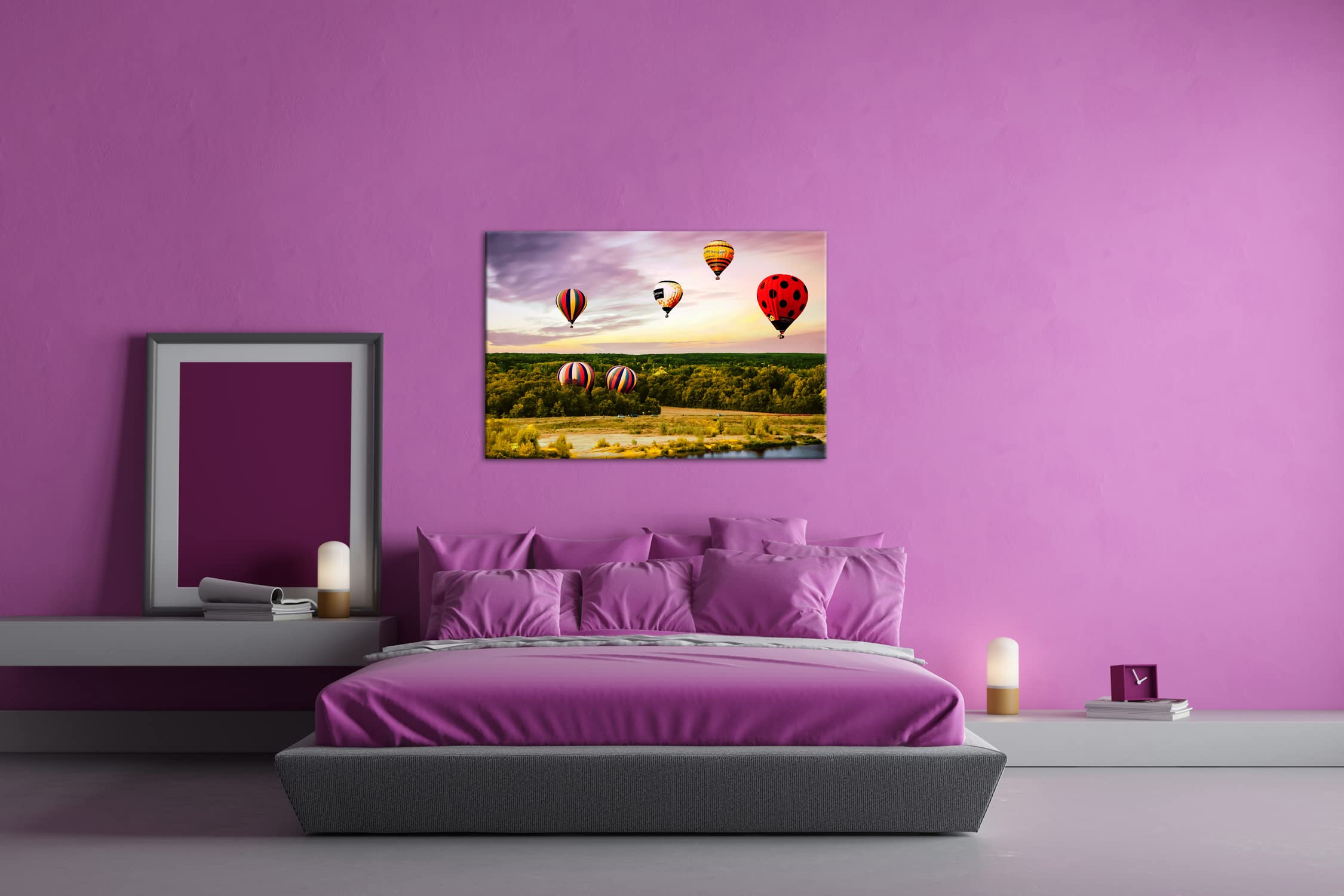 Obraz na płótnie balonem na gorące powietrze – wolność nad chmurami format: 90 x 60 cm XXL druk artystyczny obraz na blejtramie/obraz ścienny/dekoracja salonu