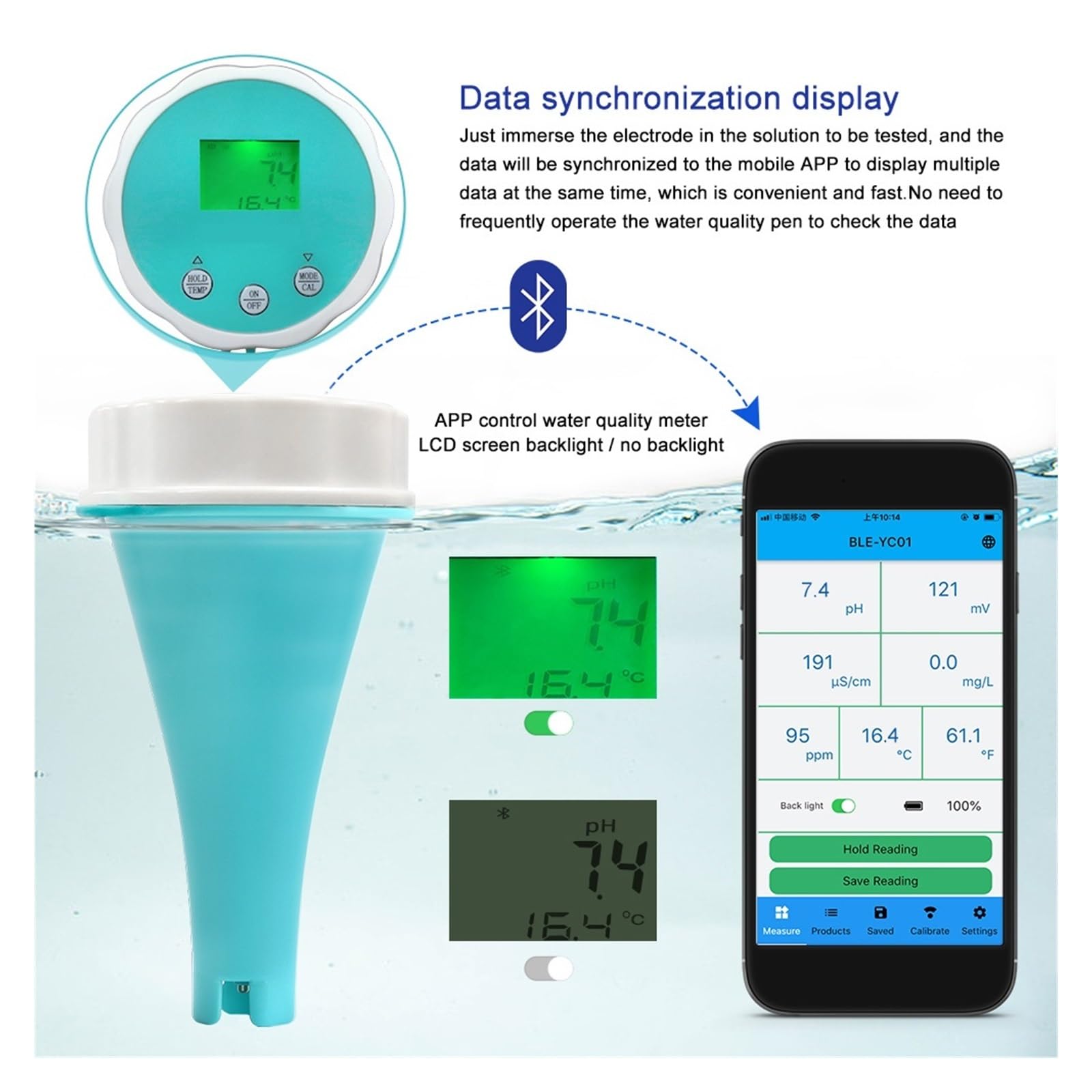 Miernik Chloru Bluetooth PH Tester Jakości Wody W Basenie 6 1 Monitor Poziomu Temp CL Online Do Akwariów Szeroki Zakres Liczbowy