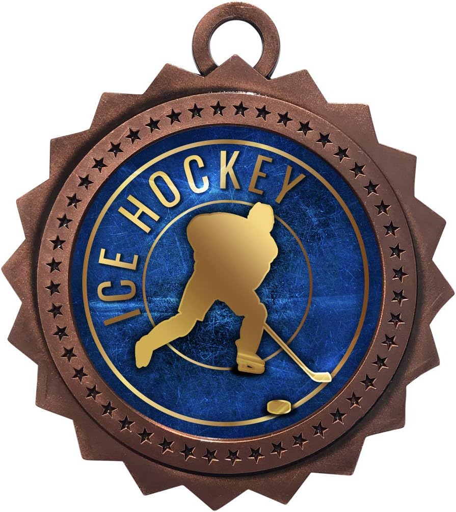 Express Medals Various Styles 1 to 50 Pack of Bronze Ice Hockey Medals Trophy Award with Neck Ribbon Medal Trophies Gift Prize