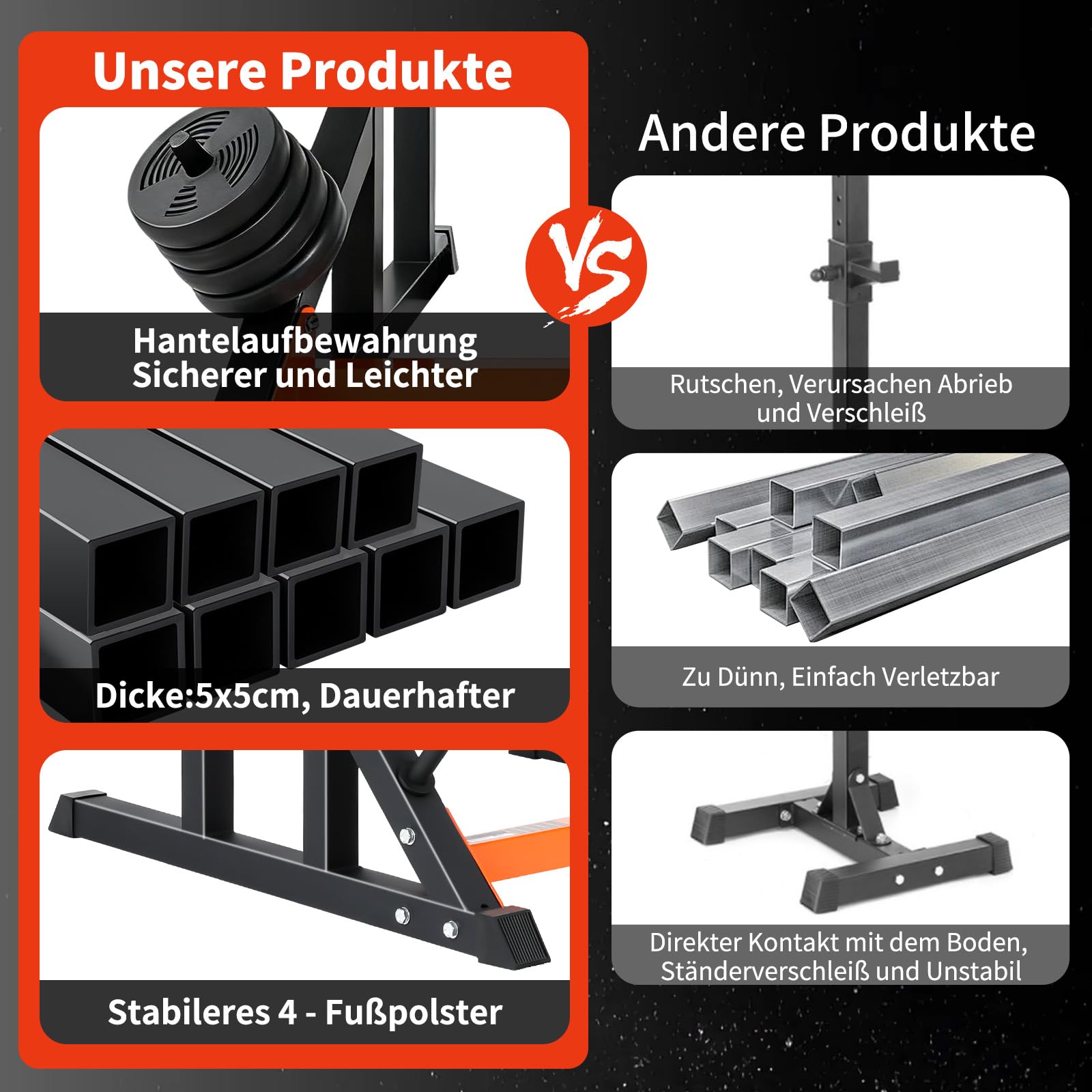 ISE Squat Rack Hantelständer, Langhantelständer, verstellbare Langhantelablage mit 7 Höhen- und Breiteverstellbar Power Rack, Multi-Funktionales Kniebeugenständer, Max. bis 200 kg Belastbar