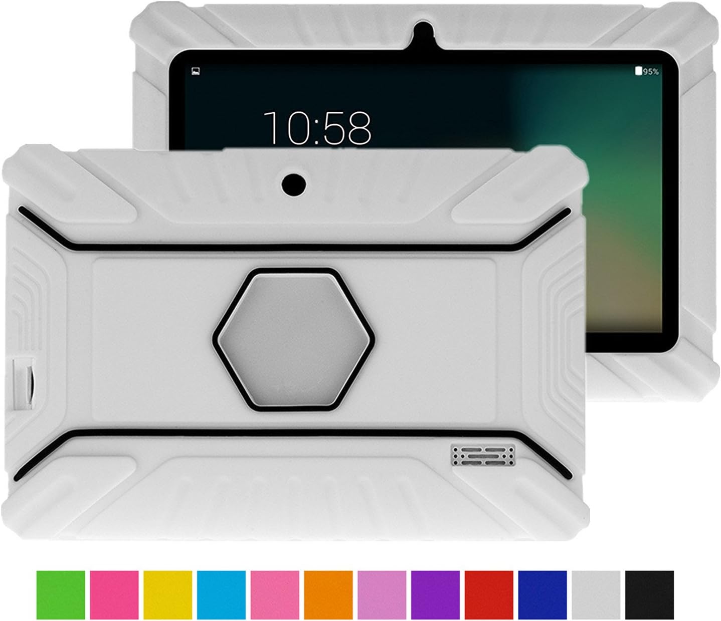 Turpro Kids' Shockproof Silicone Case for Chromo Inc 7 inch, Alldaymall A88X, Dragon Touch Y88X Plus/Y88X, VURU A33, NPOLE 7 Inch Tablet (White)