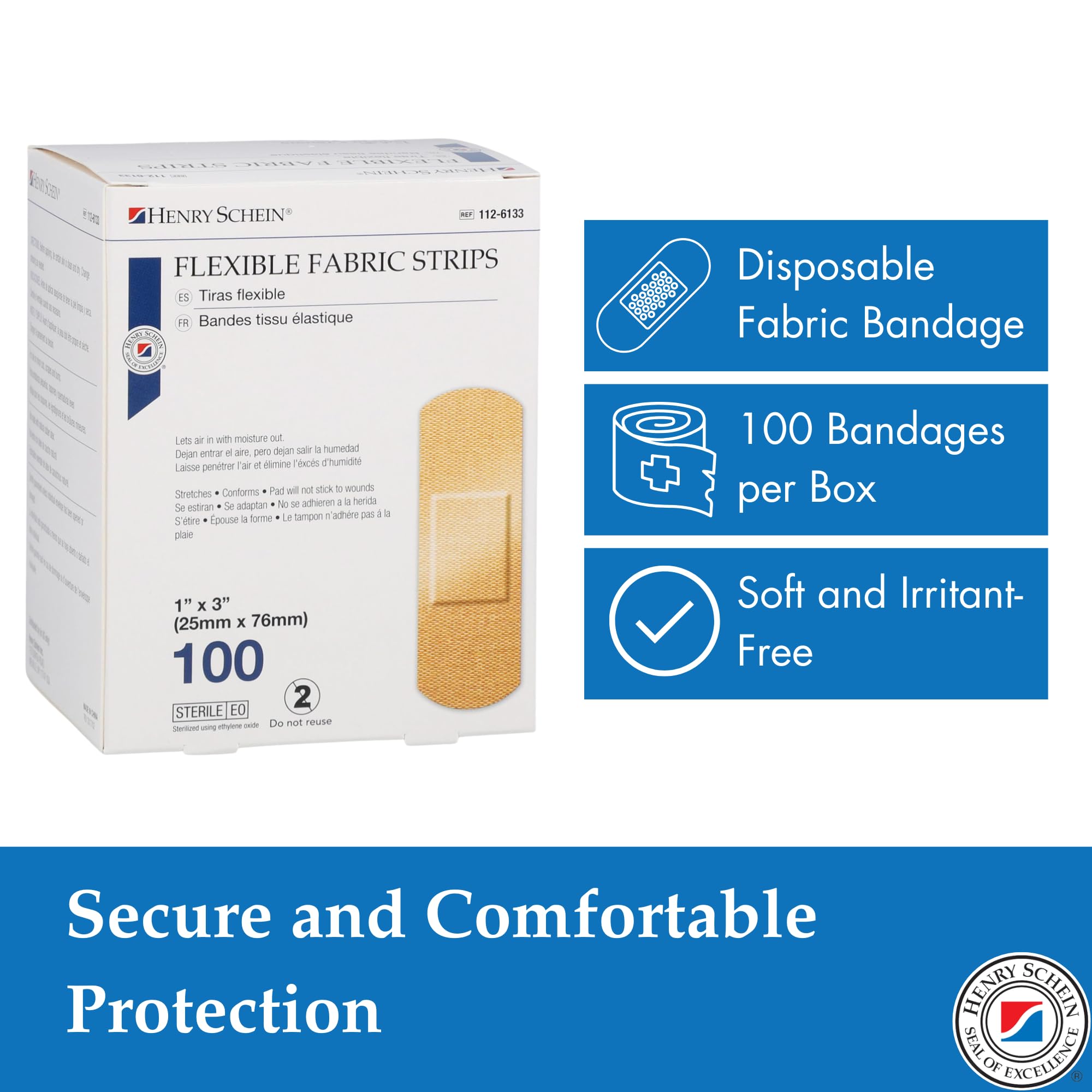 Amazon.com: Henry Schein Sterile Adhesive Fabric Bandages, 1