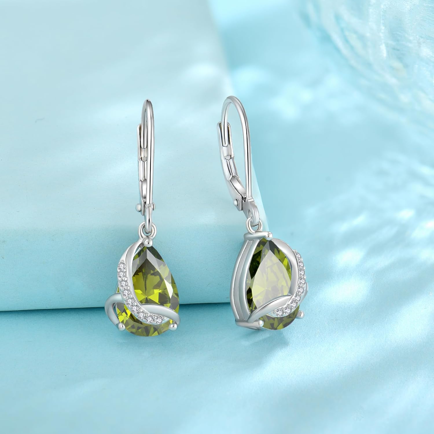 Teardrop Earrings for Women 925 Sterling Silver Dangle Drop Leverback Earrings Birthstone Jewelry Gifts for Wife Mom Girlfriend Her - Image 4