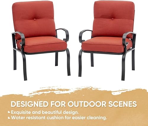 Miniatura 6 de Skiway Juego de muebles de 2 piezas con marco de acero metálico para exteriores, silla de comedor bistró para patio, sillas de conversación bistró