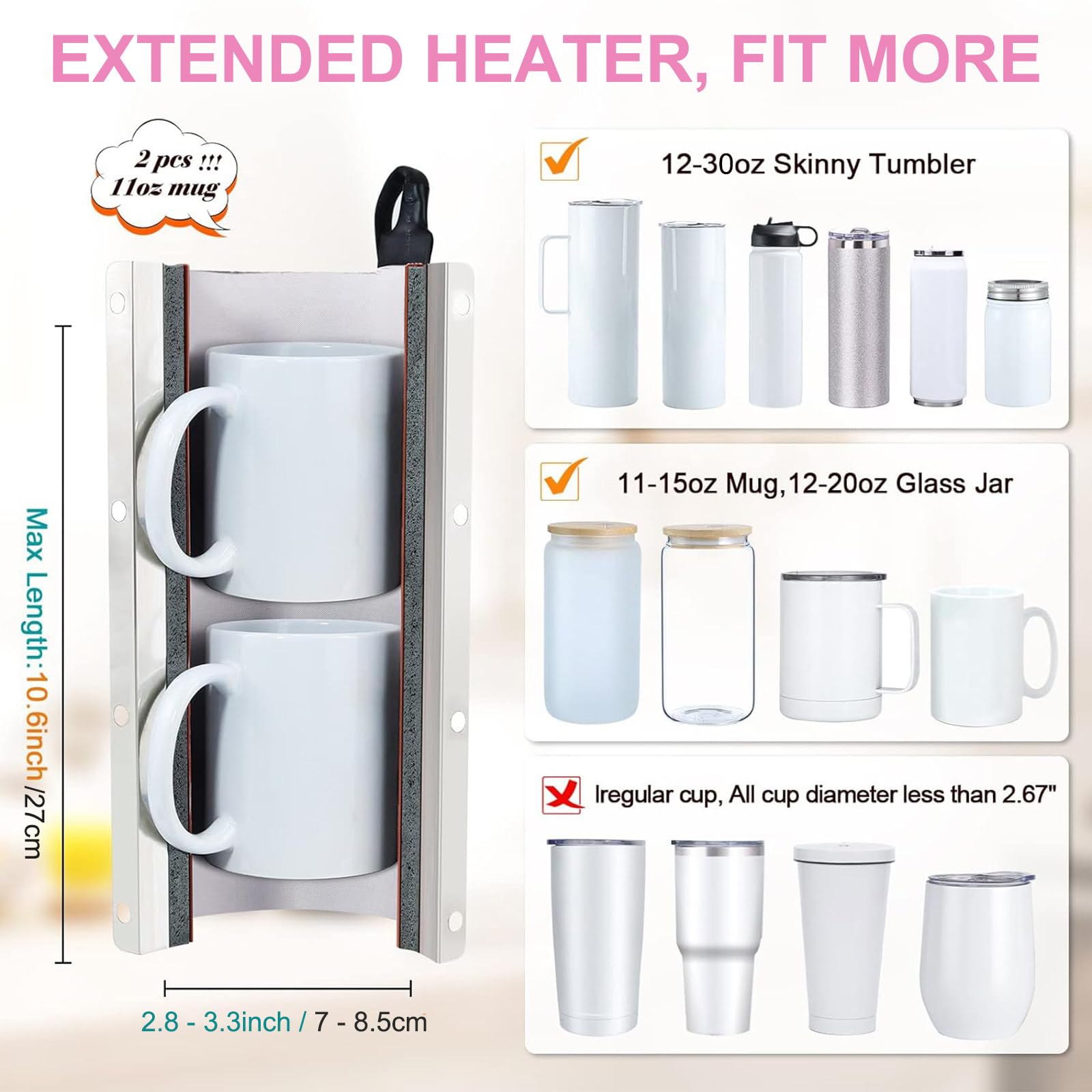 Pressa per Sublimazione per Tazze dritte da 16oz, 20oz e 30oz, Macchina per pressatura a Caldo per Tazze con 20 Pezzi di Carta per Sublimazione e 2 Nastri Termici
