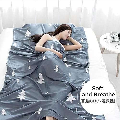 Miniatura 4 de Azarxis Sleeping Bag Liner, Travel Sheet Lightweight Compact Cotton Sleep Bag Sack for Camping, Traveling, Hotels, Hostels & Backpacking